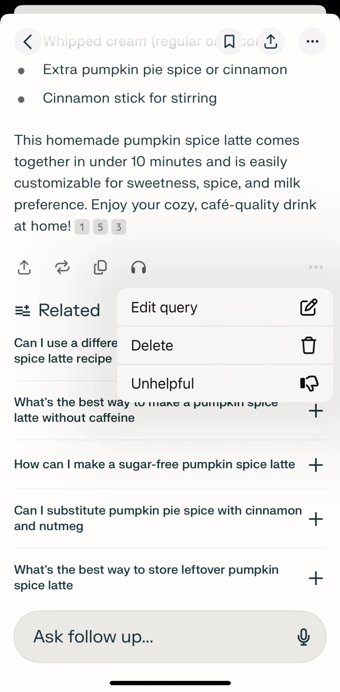 Perplexity Screen screen in the Sending feedback flow
