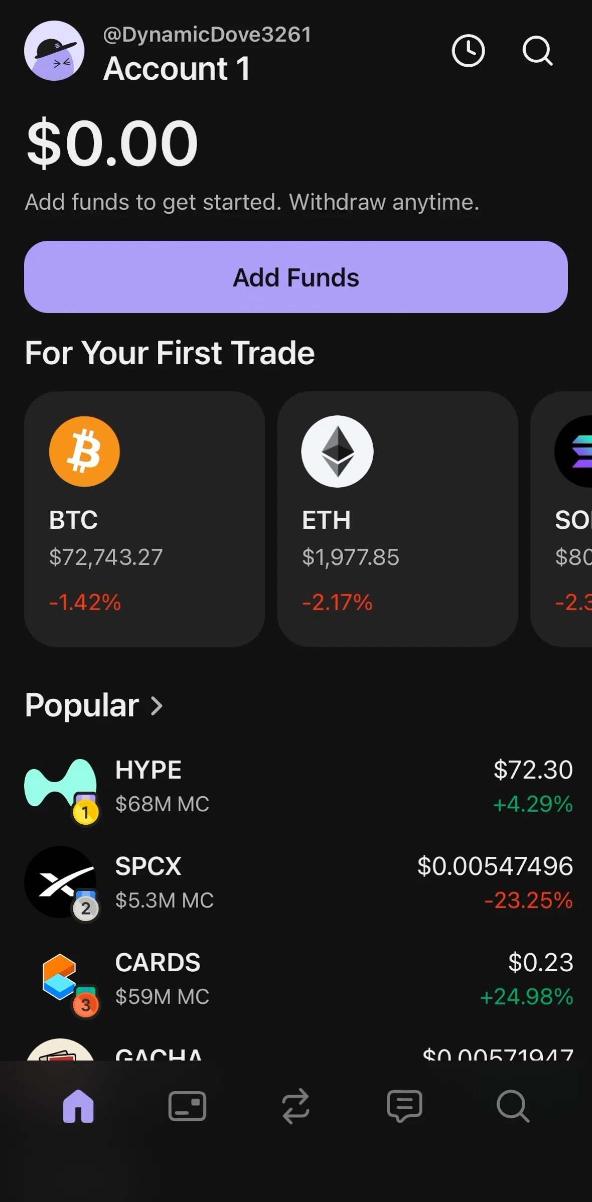 Phantom Screen screen in the Adding funds (buy Solana) flow