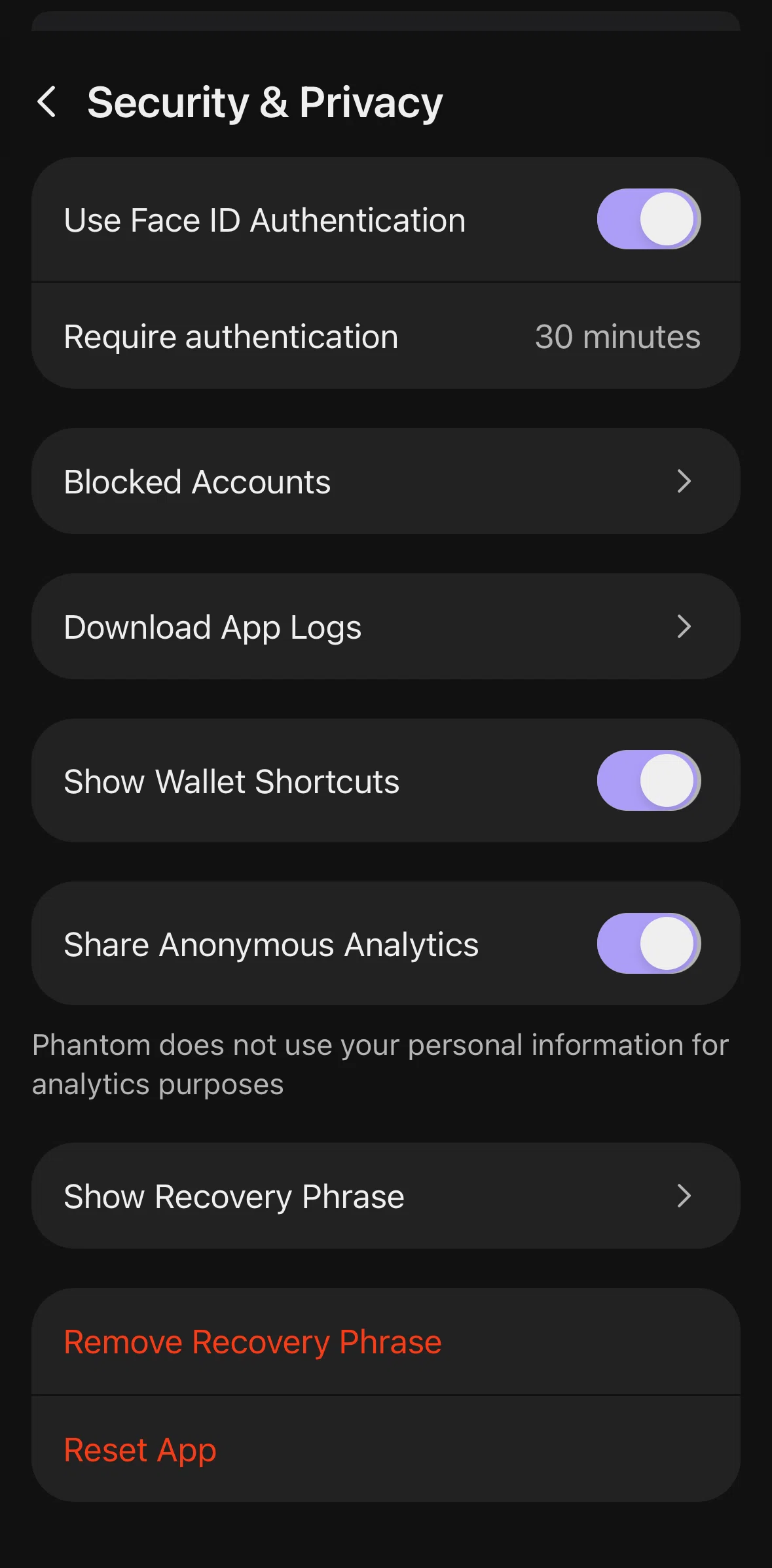 Phantom Screen screen in the Blocked accounts flow