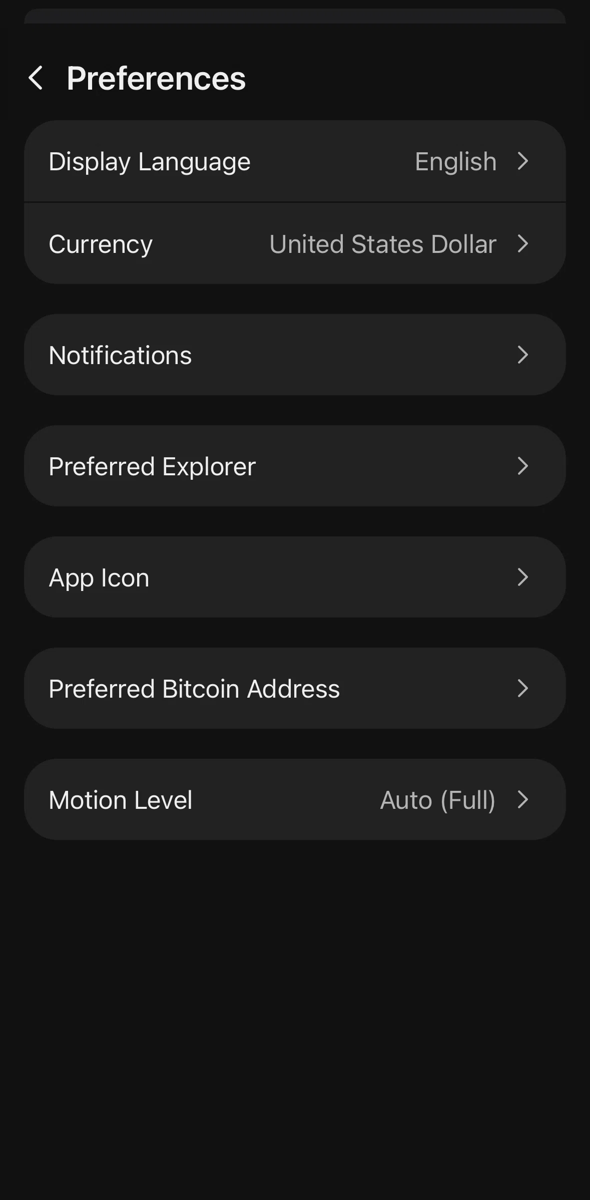 Phantom Screen screen in the Changing currency flow