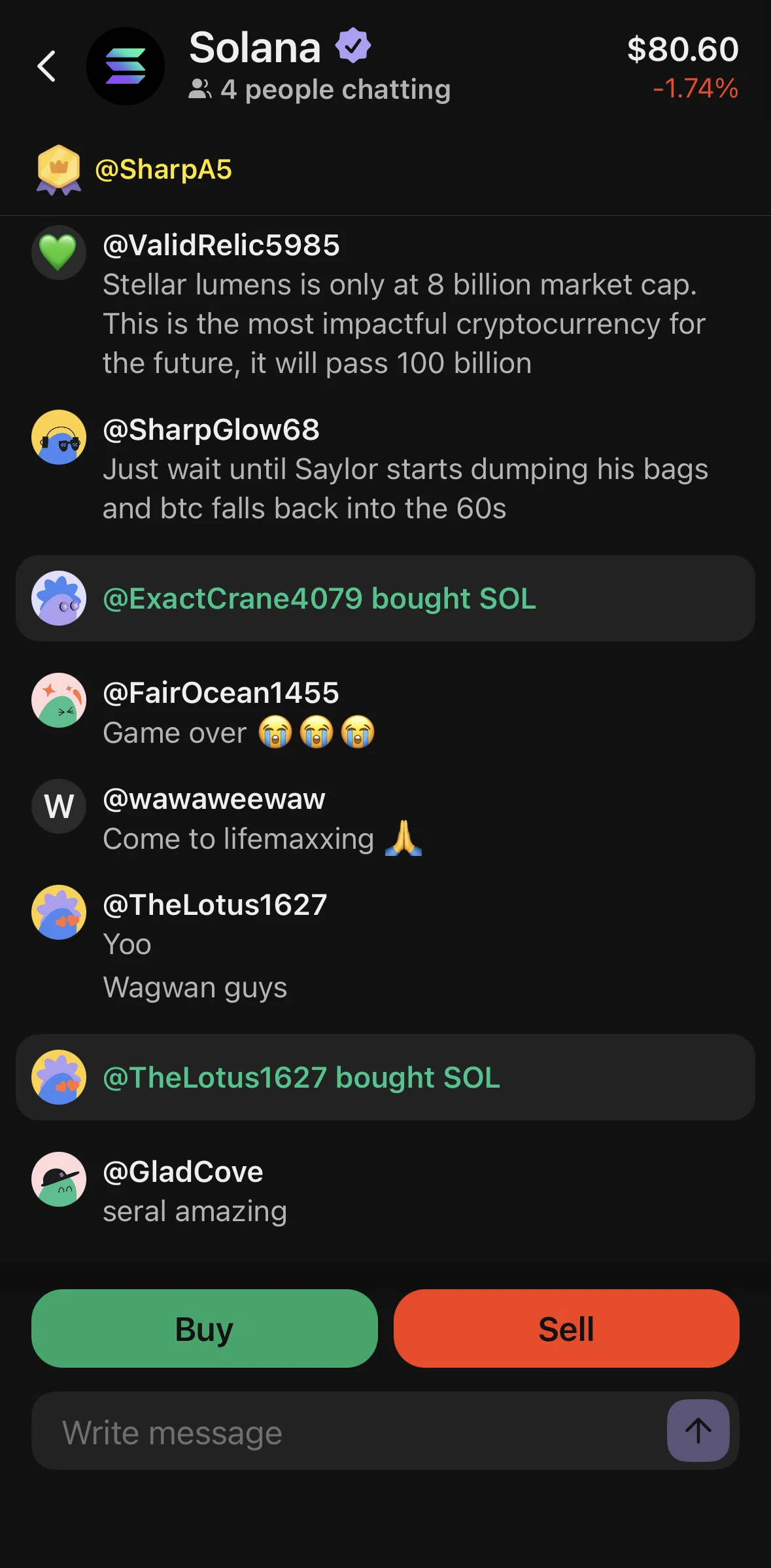 Phantom Screen screen in the Sending a chat flow