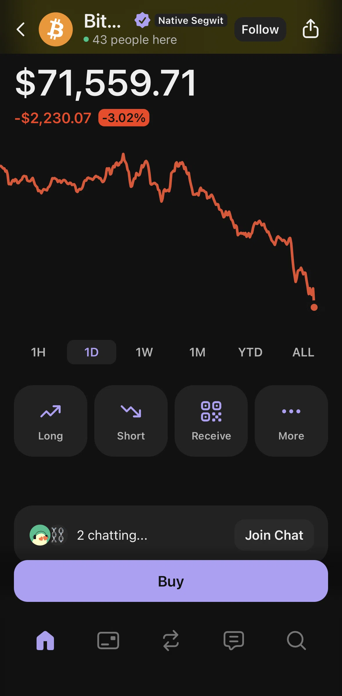 Phantom Screen screen in the Setting a long position flow