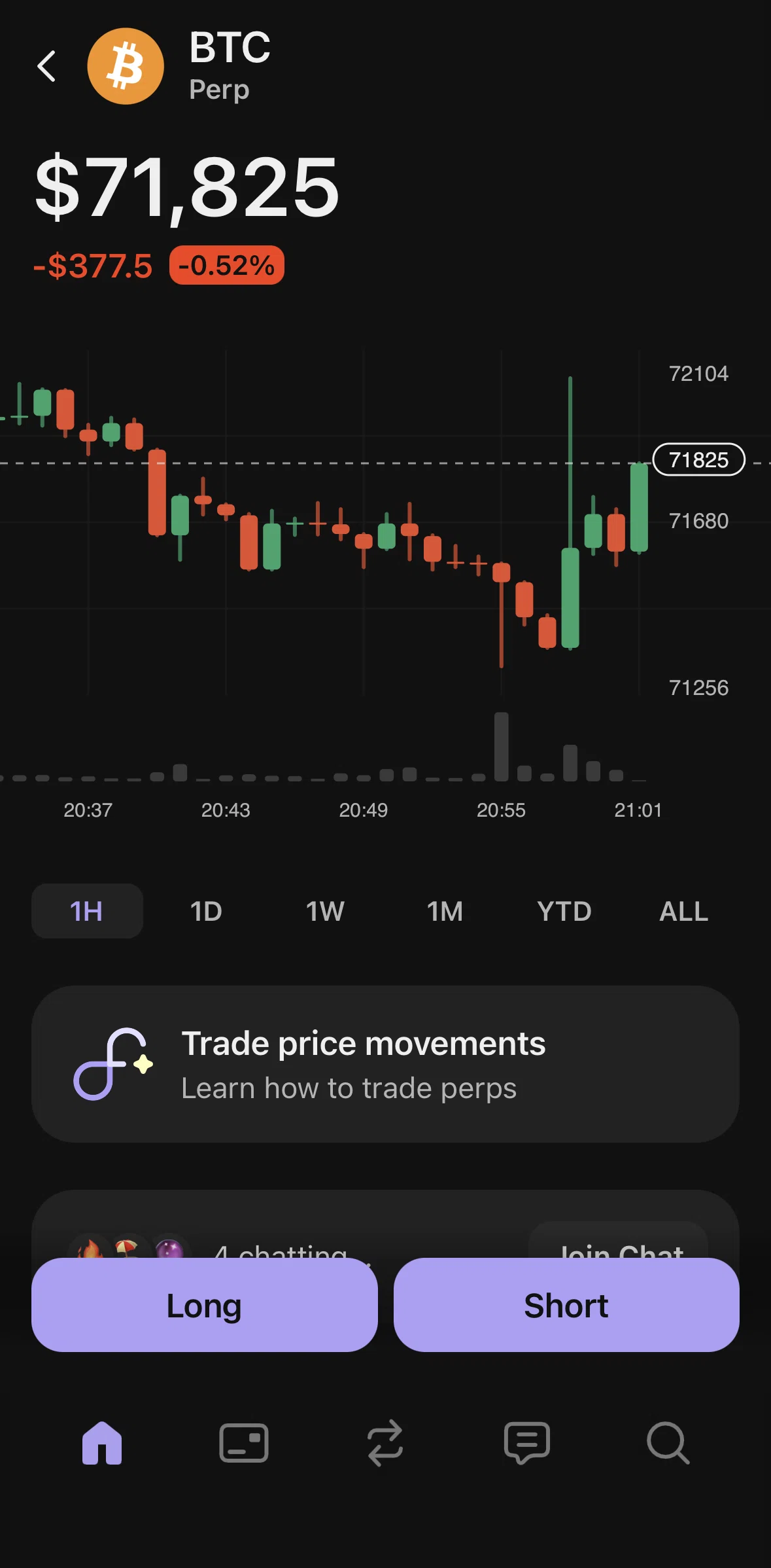 Phantom Screen screen in the Setting trade risk flow