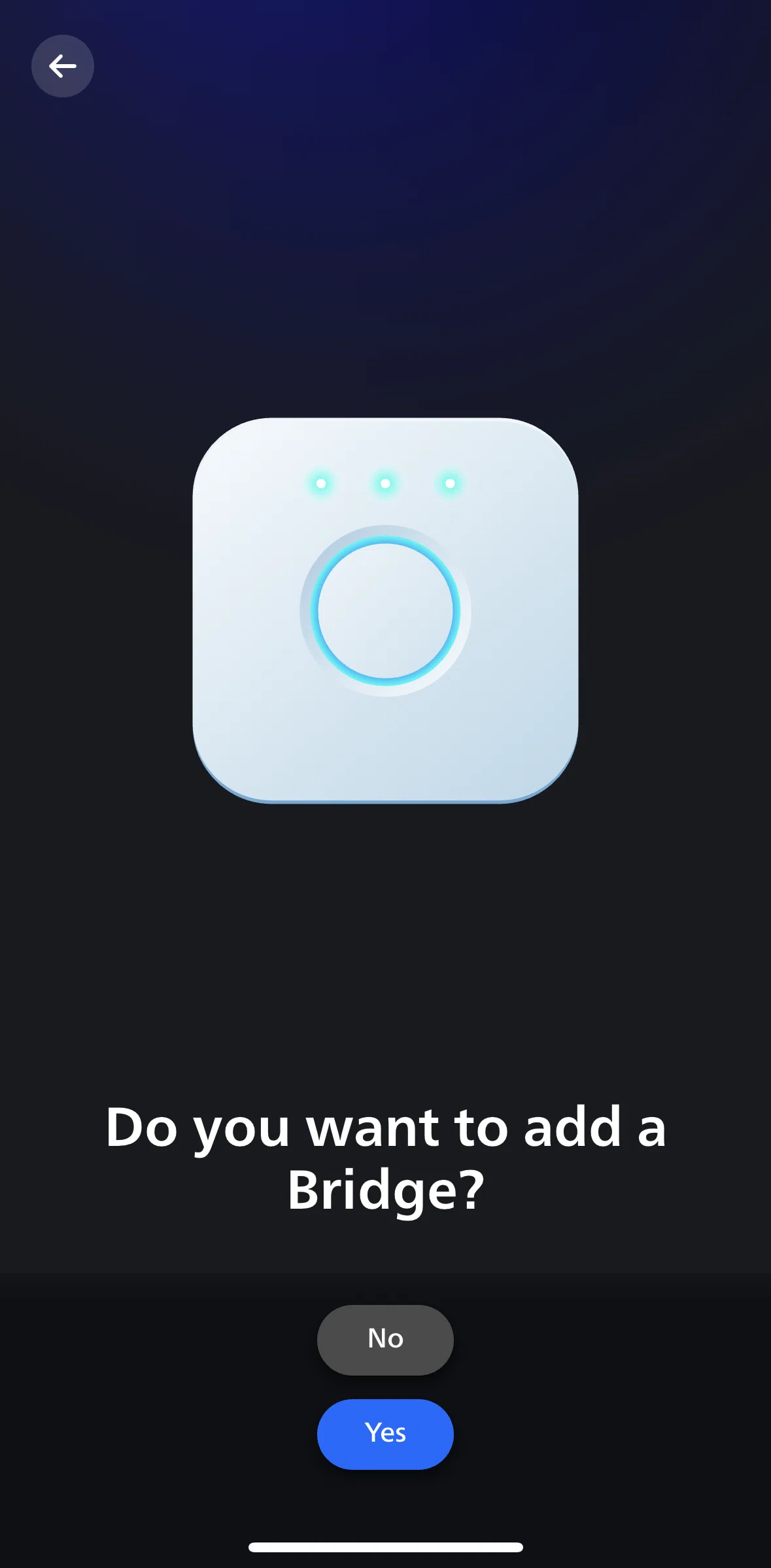 Philips Hue Screen screen in the Adding a Bridge flow