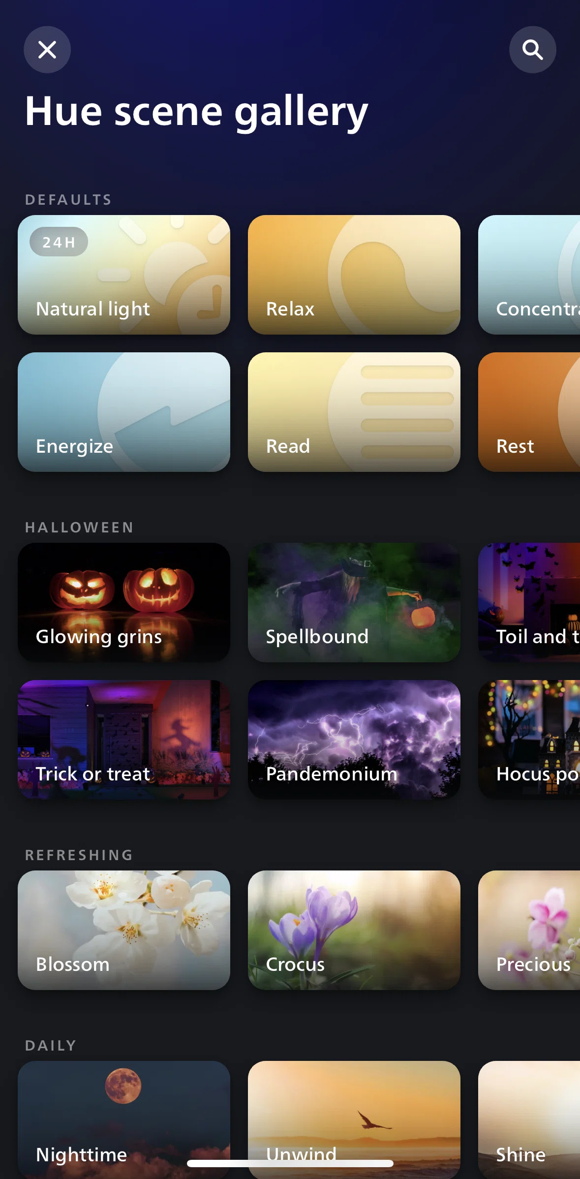 Philips Hue Screen screen in the Adding a scene flow