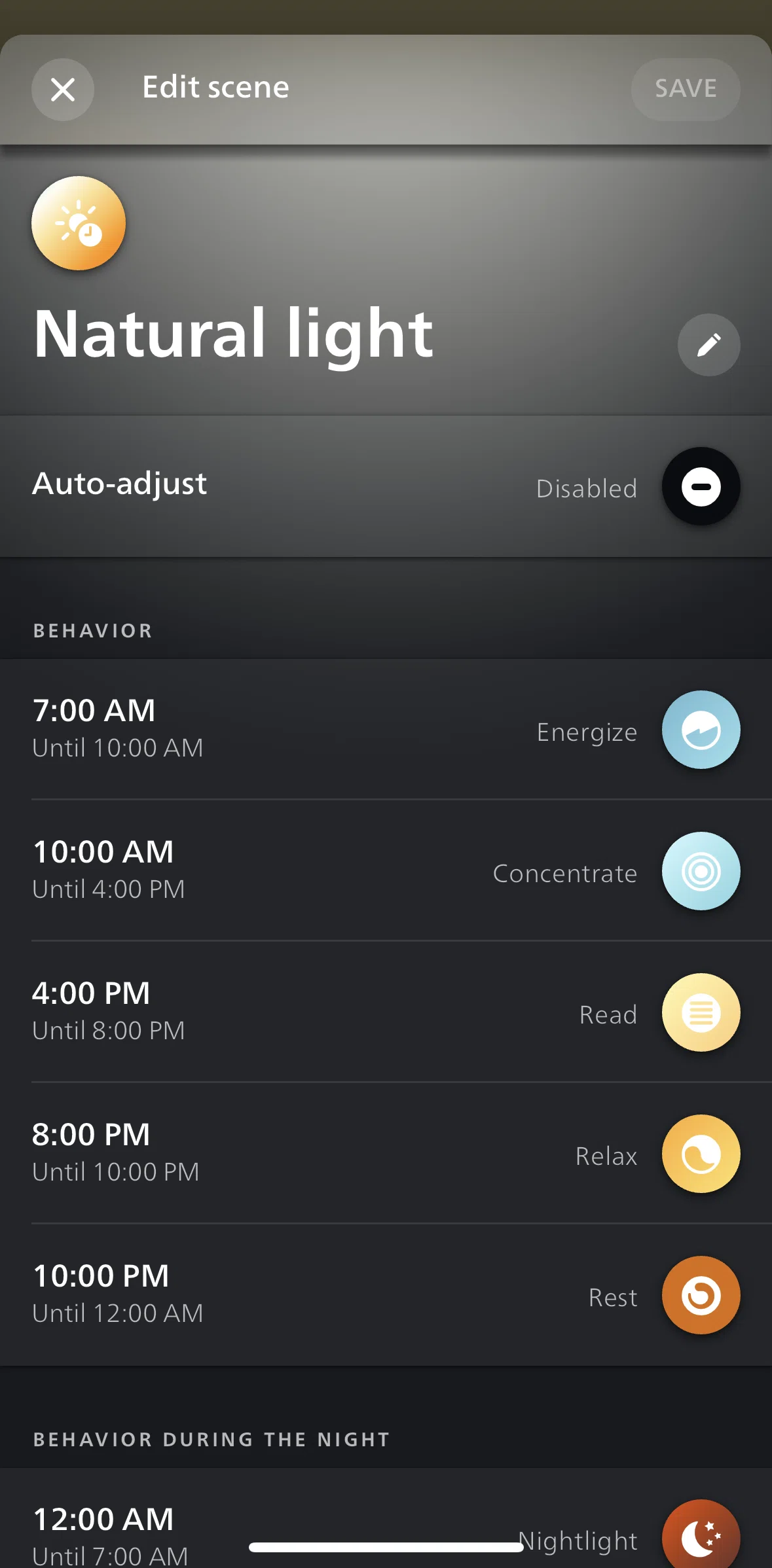 Philips Hue Screen screen in the Changing scene name flow