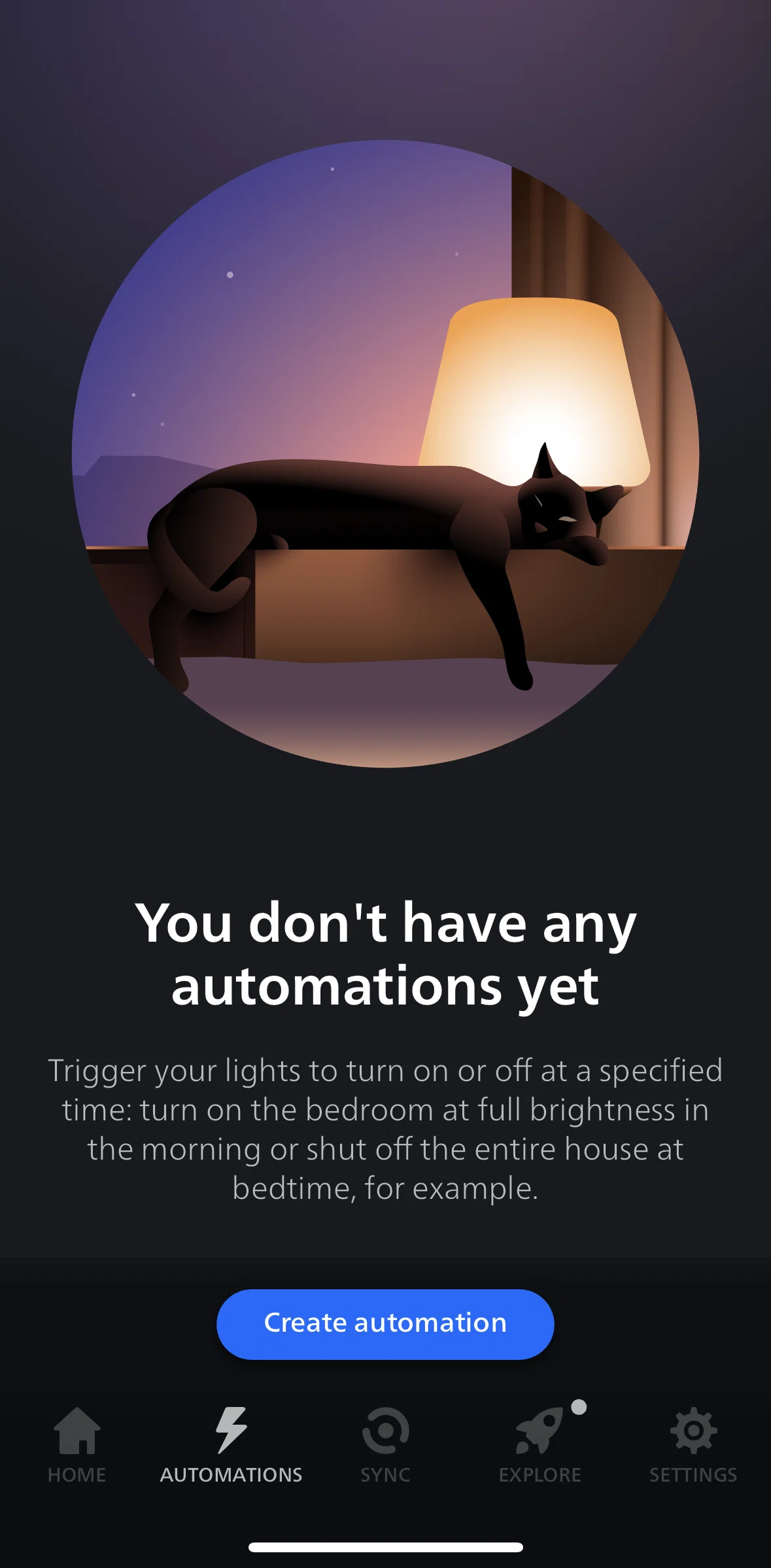Philips Hue Screen screen in the Create automations flow