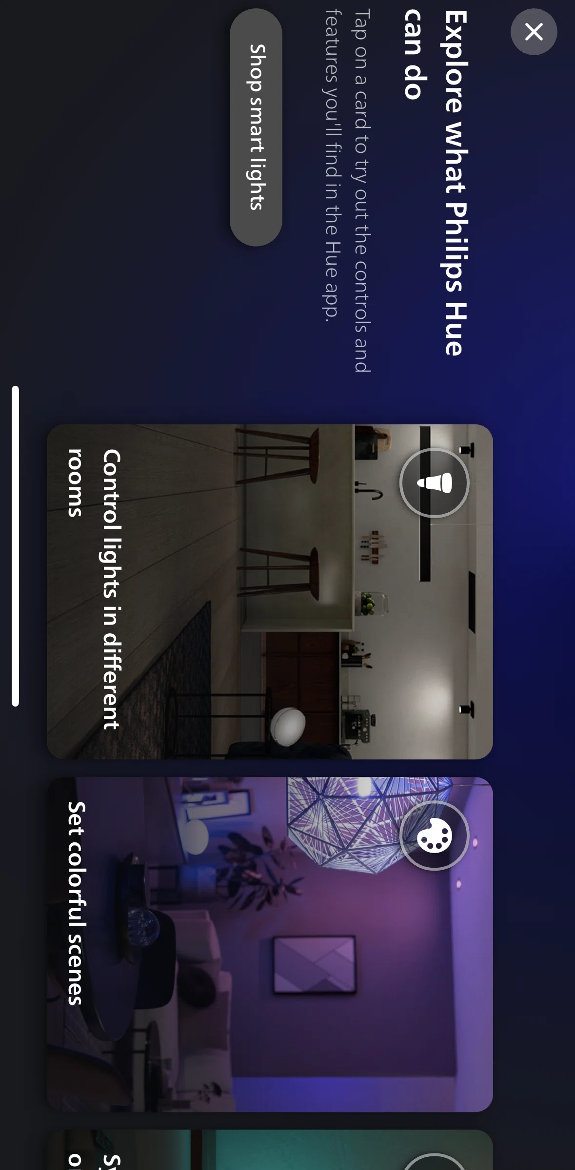 Philips Hue Screen screen in the Light control demo flow