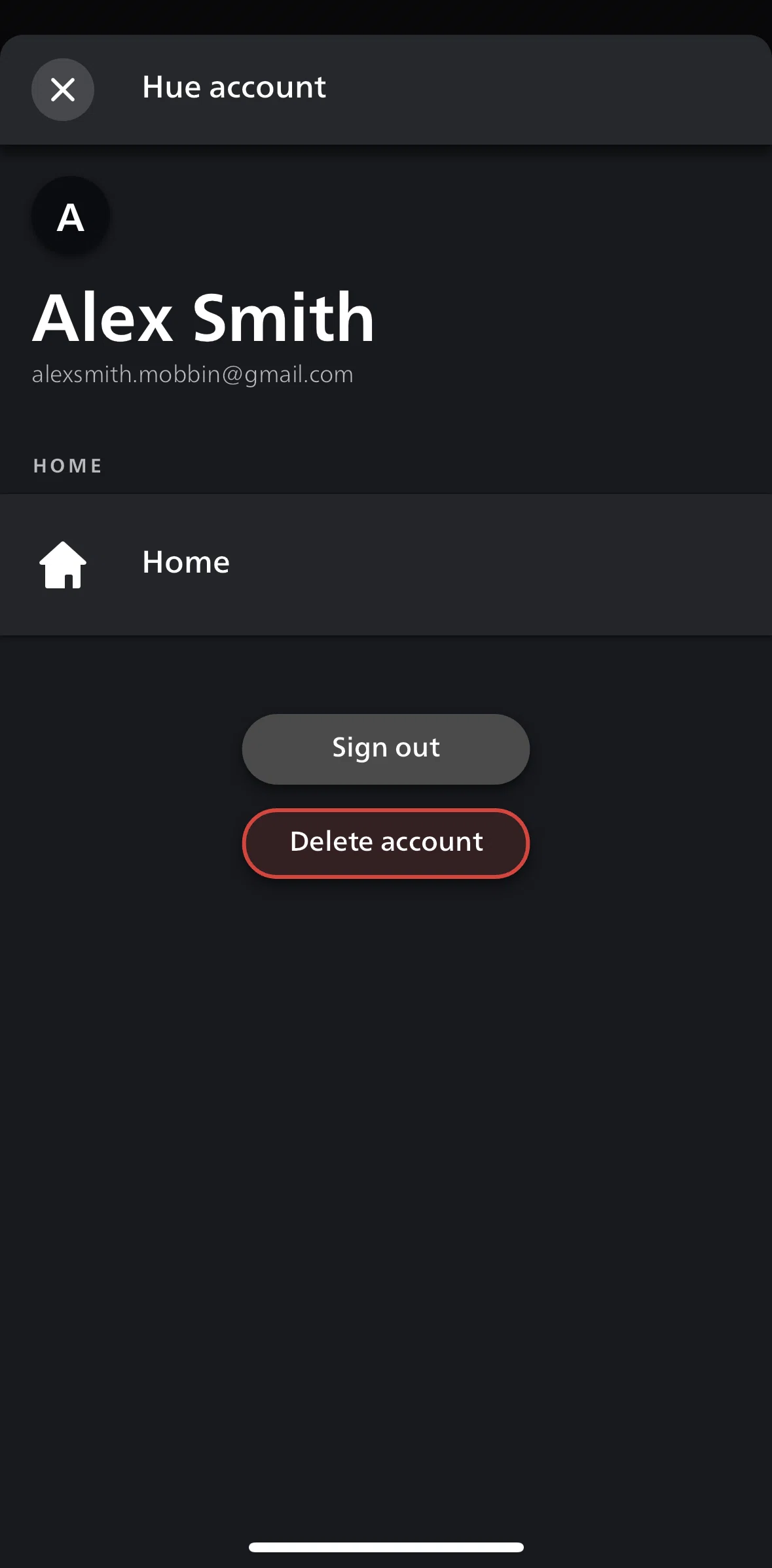 Philips Hue Screen screen in the Logging out flow