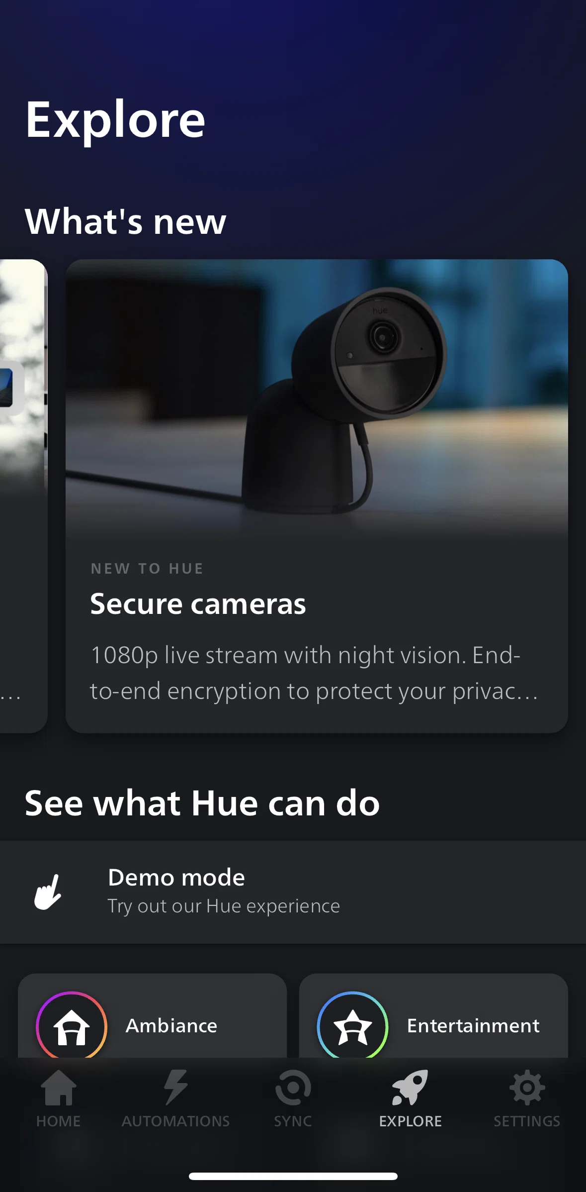 Philips Hue Screen screen in the Product info flow