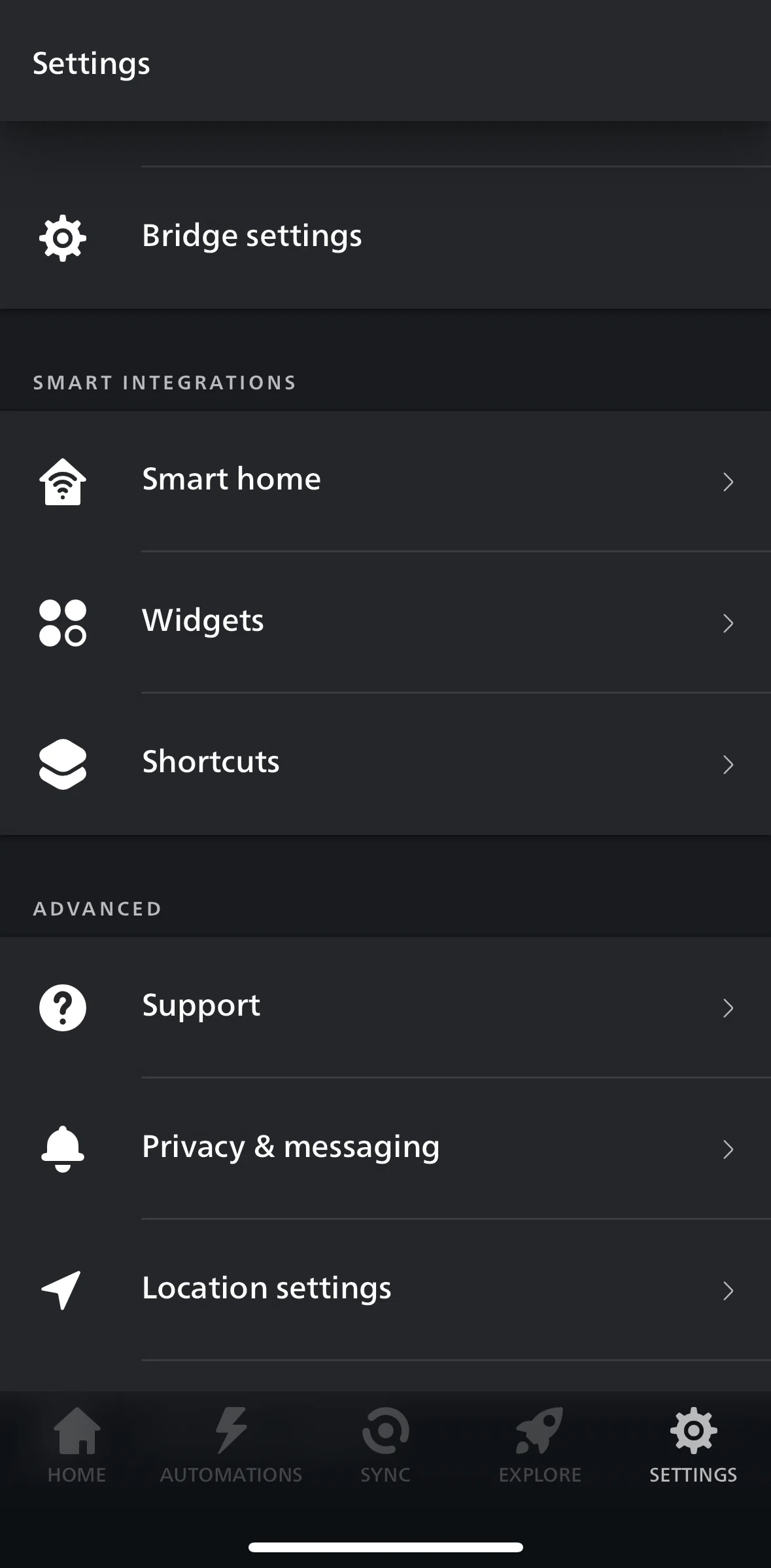 Philips Hue Screen screen in the Widgets flow