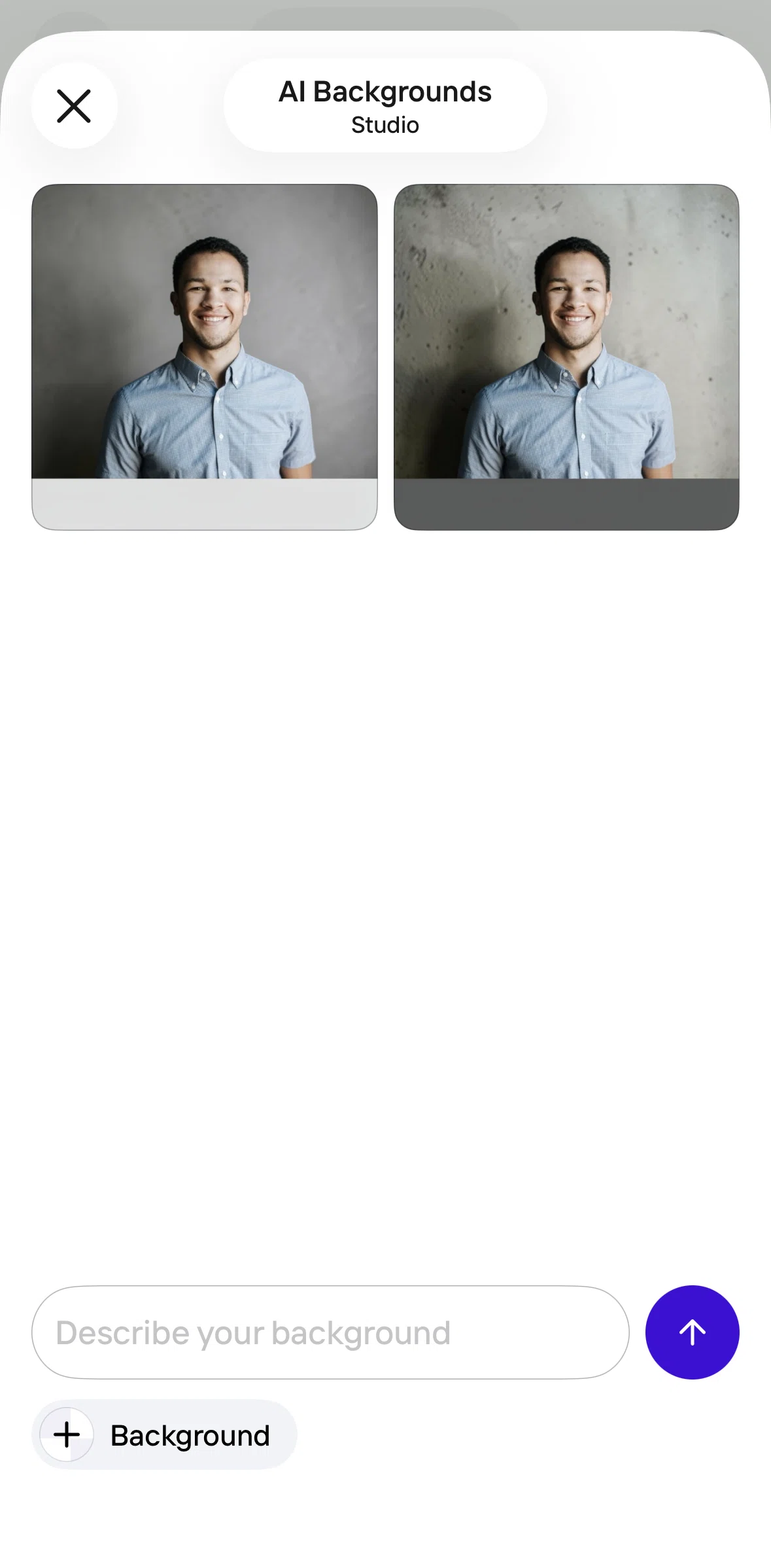 Photoroom Screen screen in the Adding a background flow