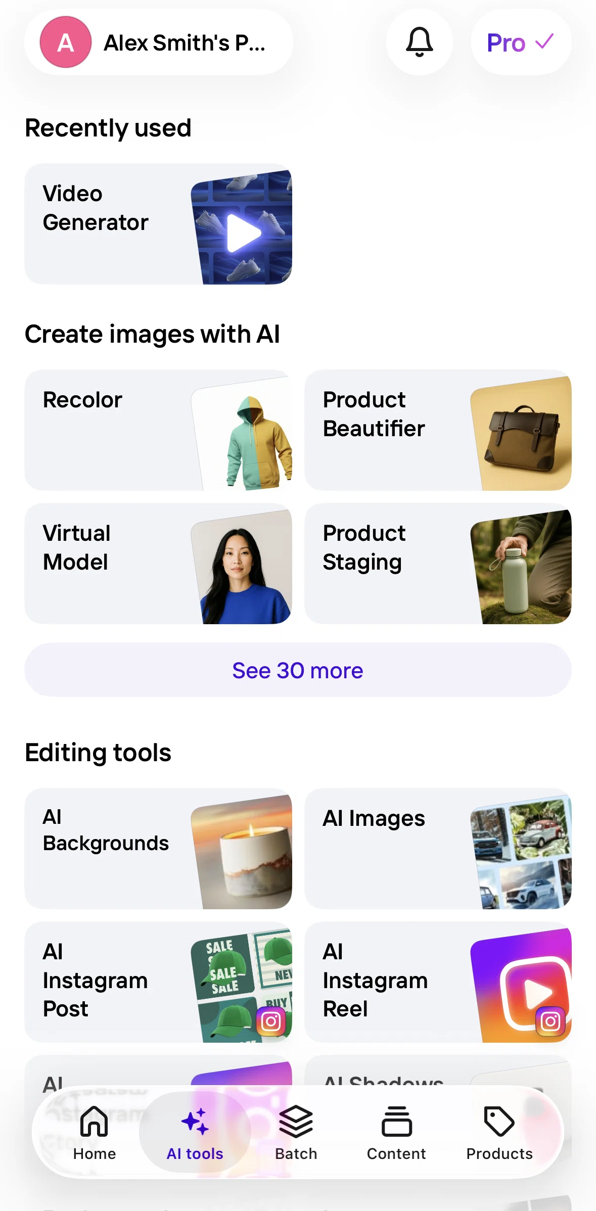 Photoroom Screen screen in the AI images flow