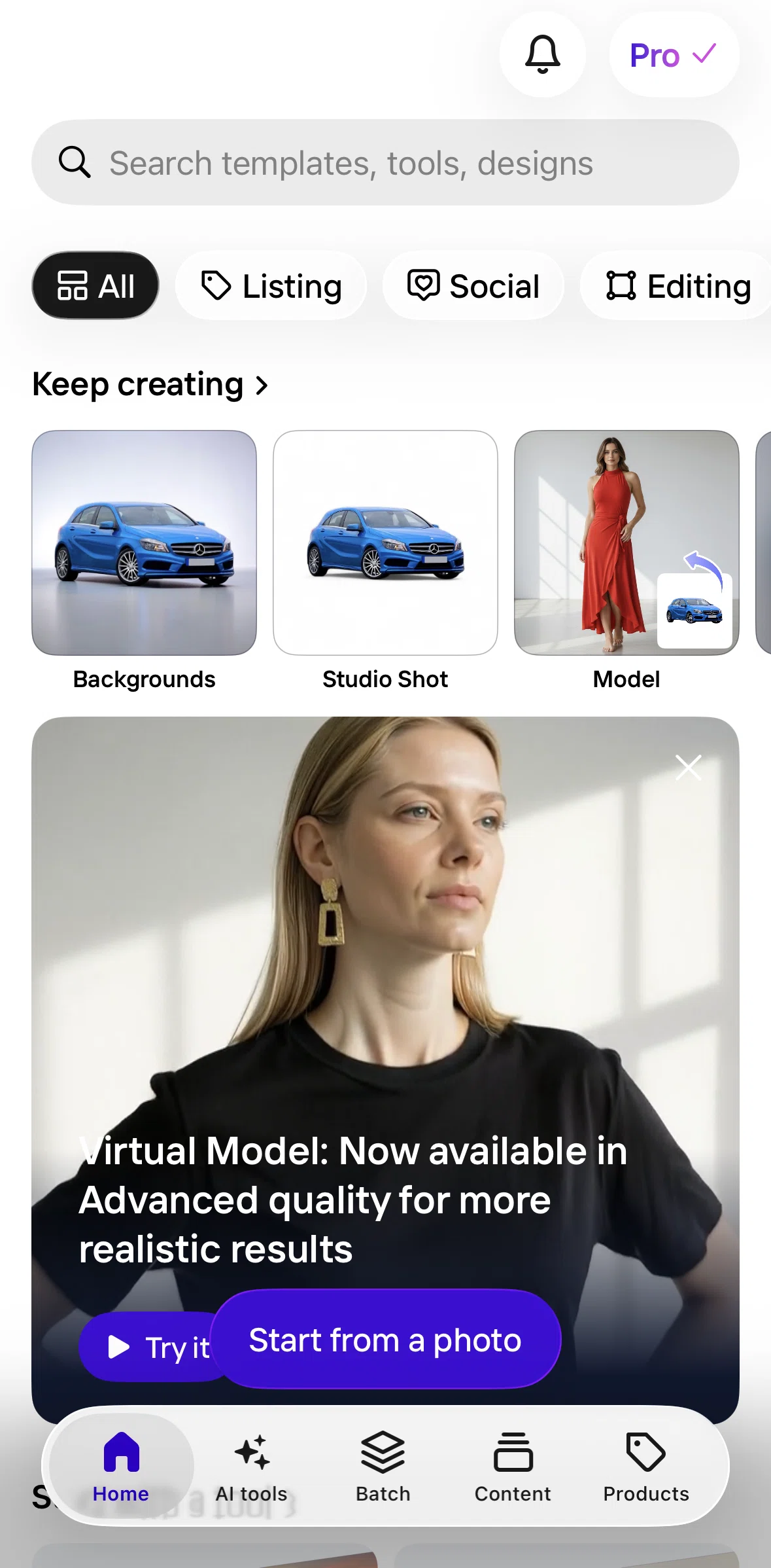 Photoroom Screen screen in the Notification flow