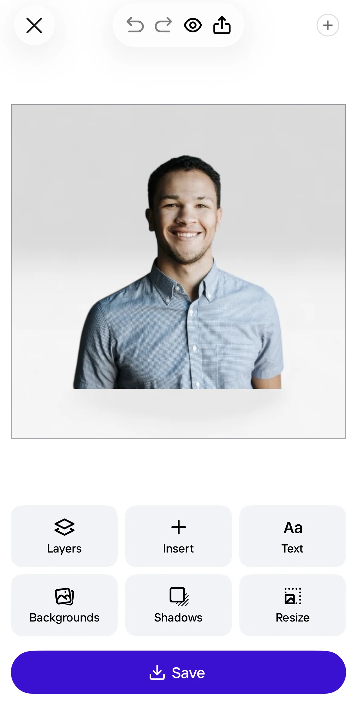 Photoroom Screen screen in the Sharing this design flow