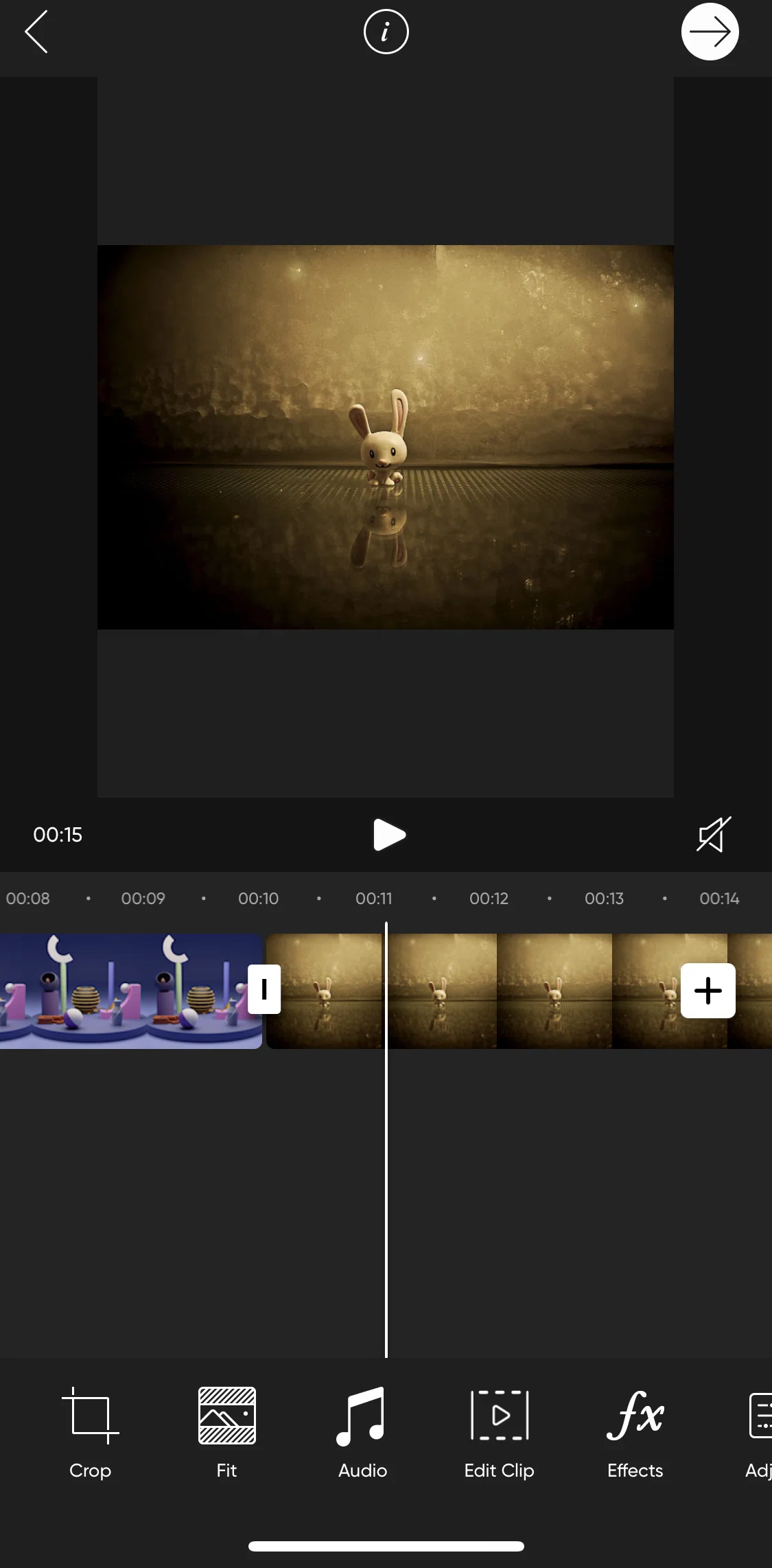 Picsart Screen screen in the Adding audio flow