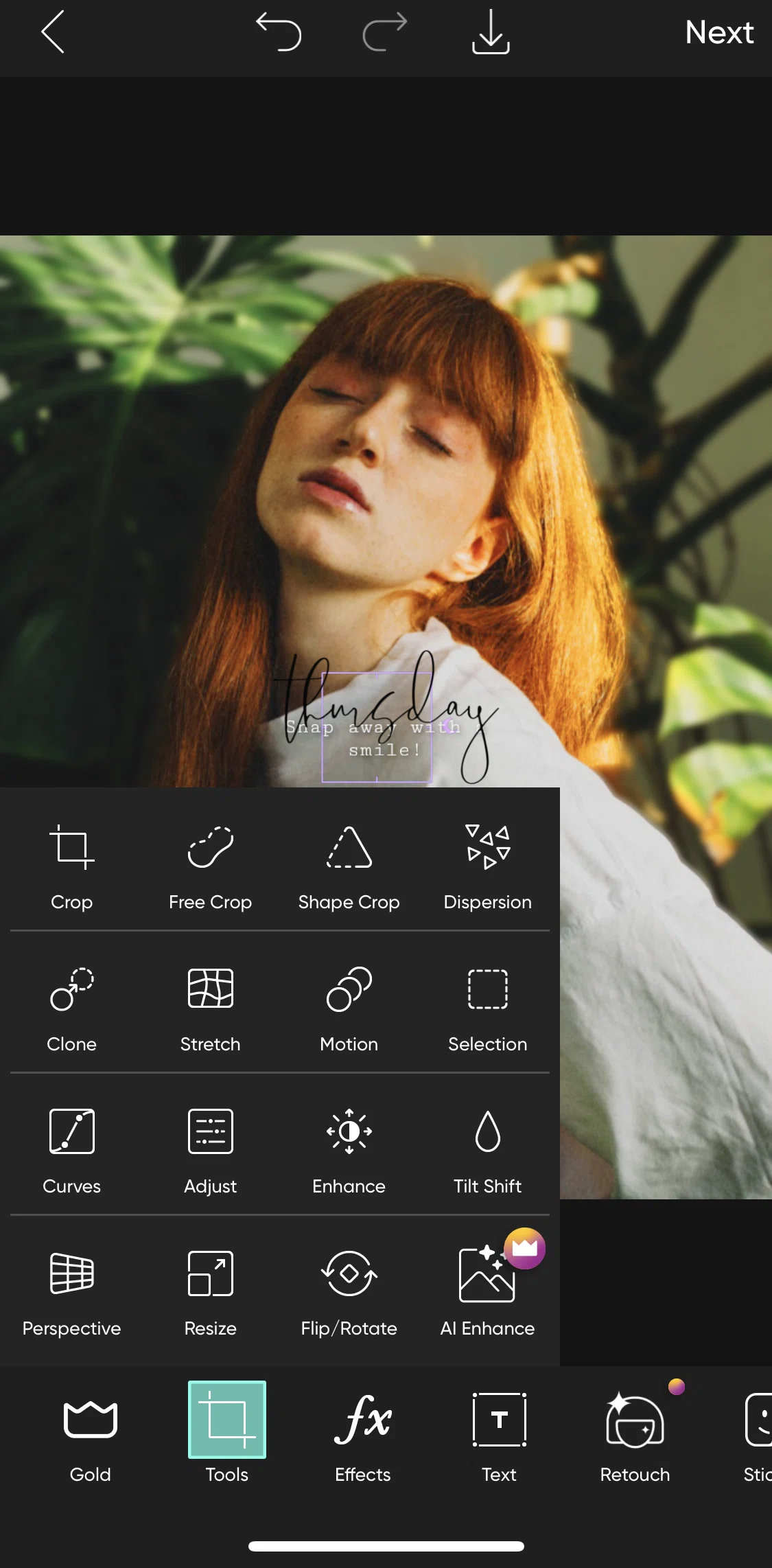 Picsart Screen screen in the Applying AI enhance flow