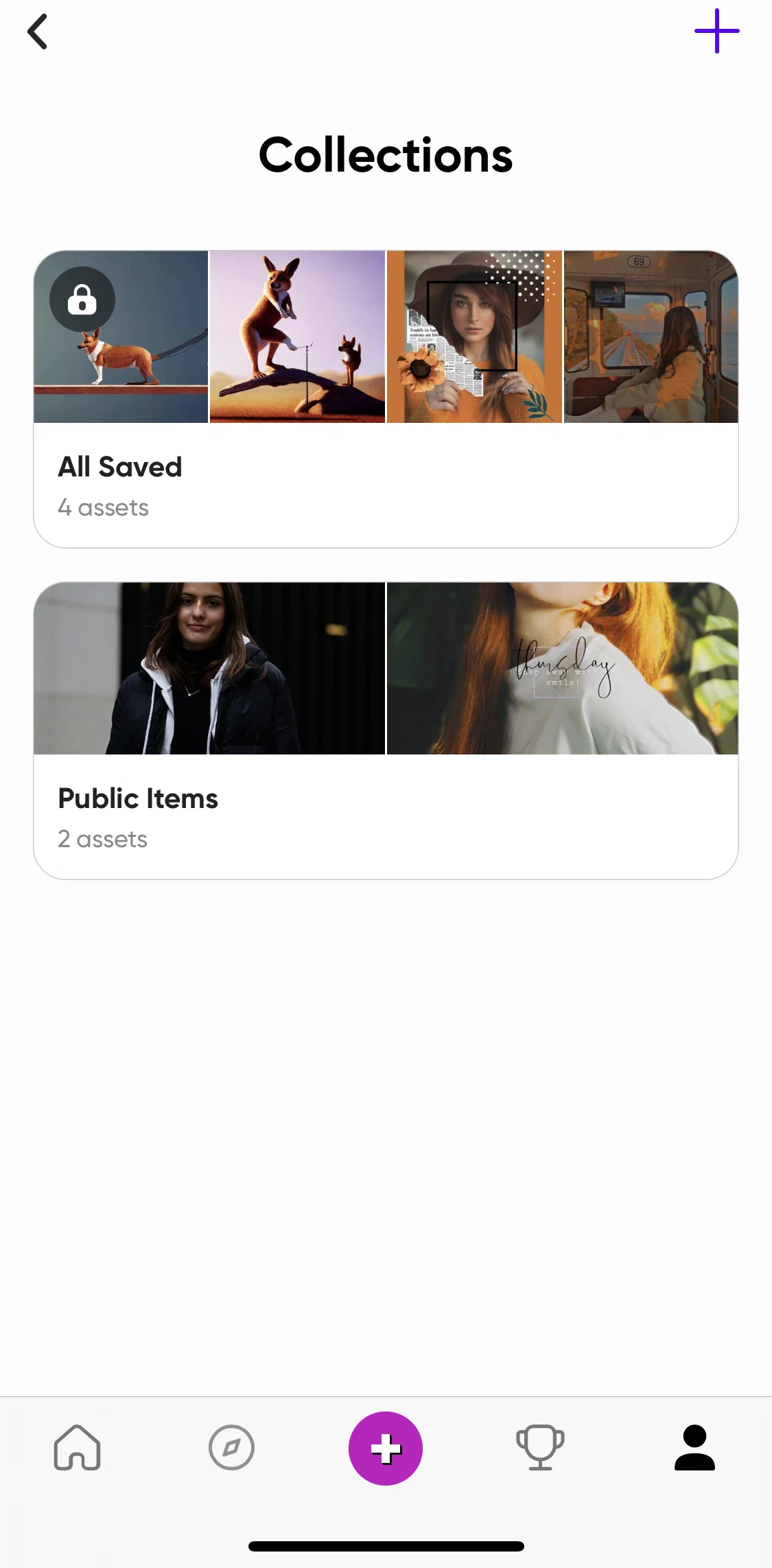 Picsart Screen screen in the Creating a new collection flow