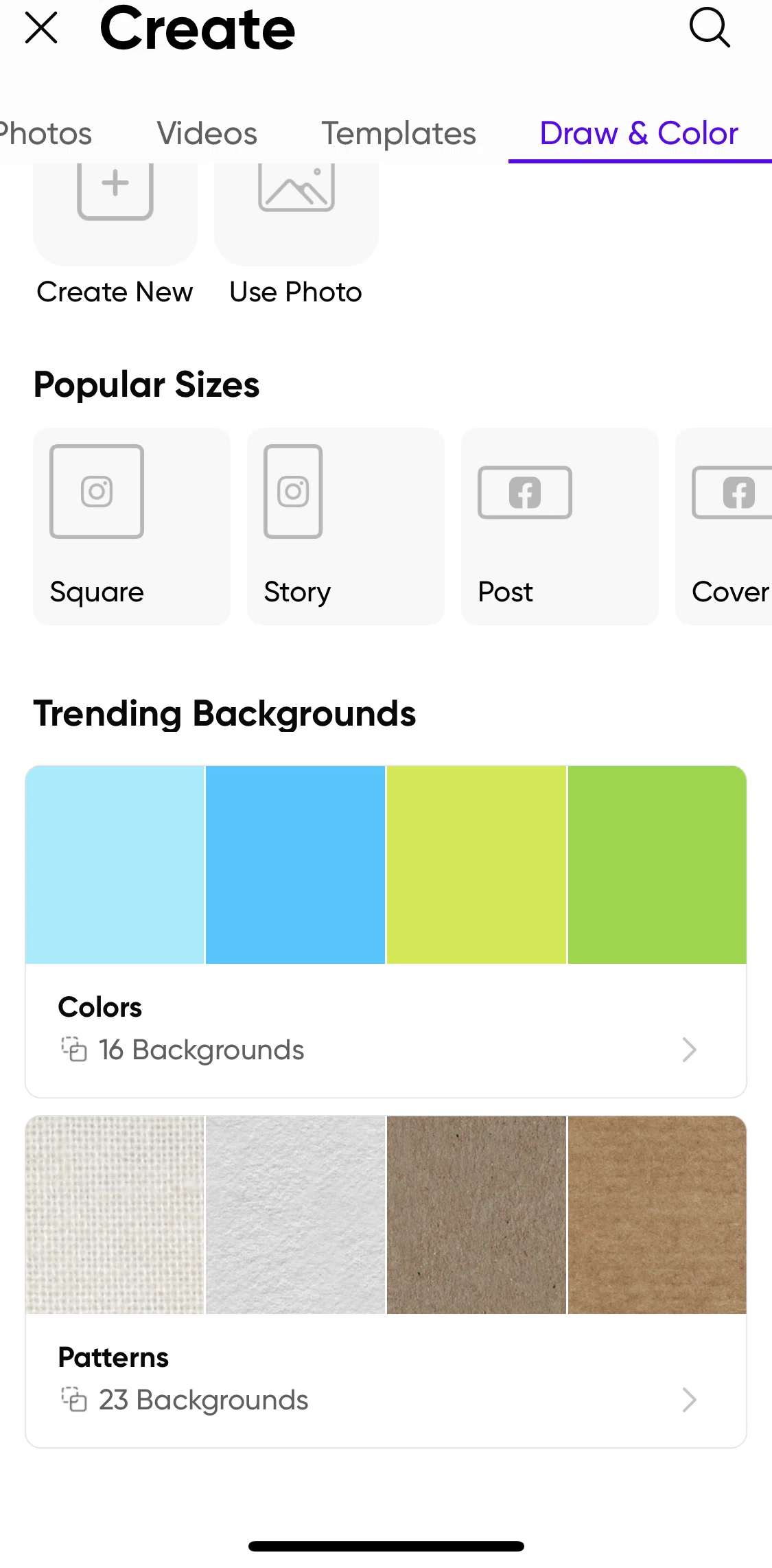 Picsart Screen screen in the Creating an annotated post flow