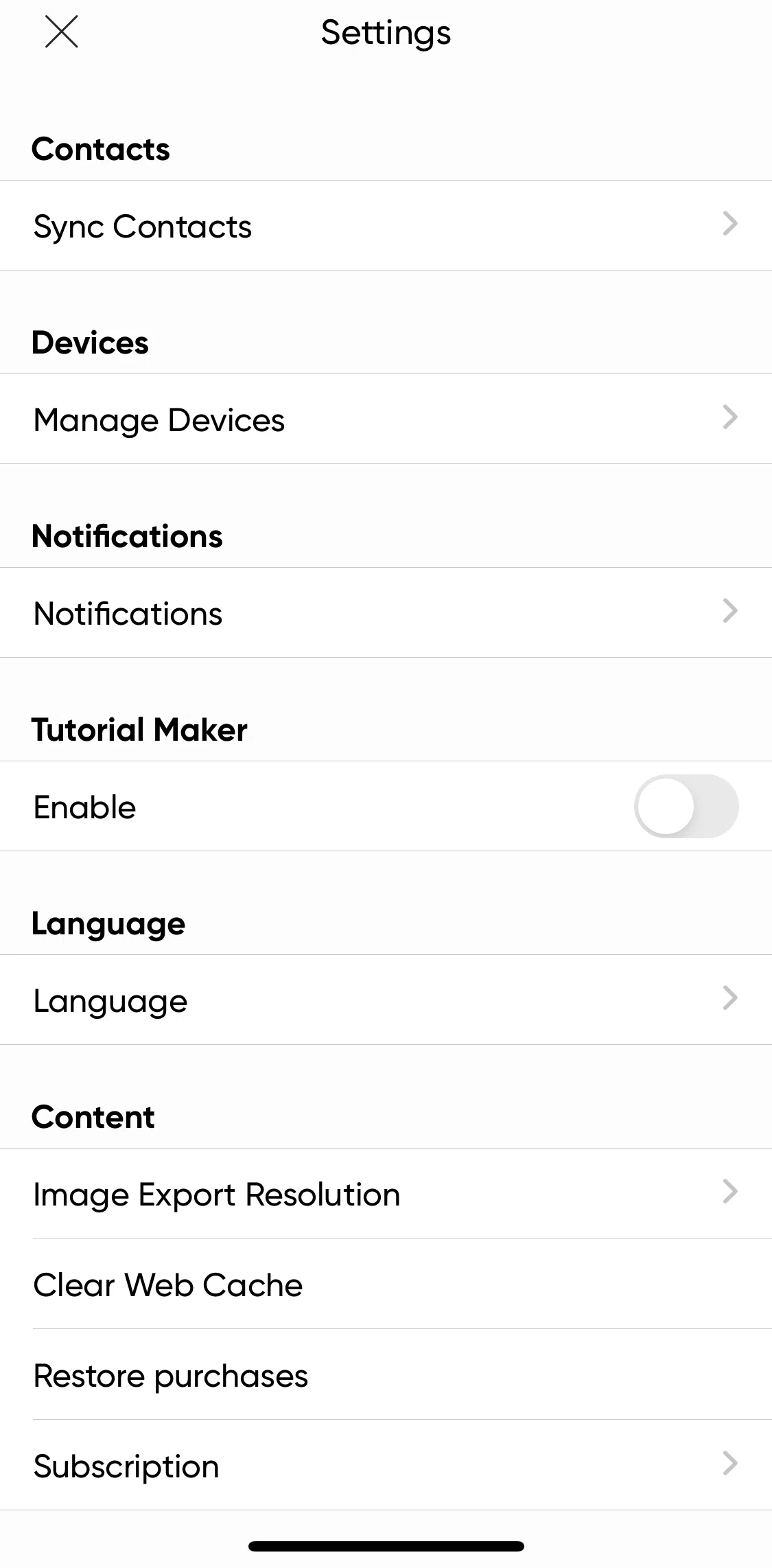 Picsart Screen screen in the Import export resolution flow