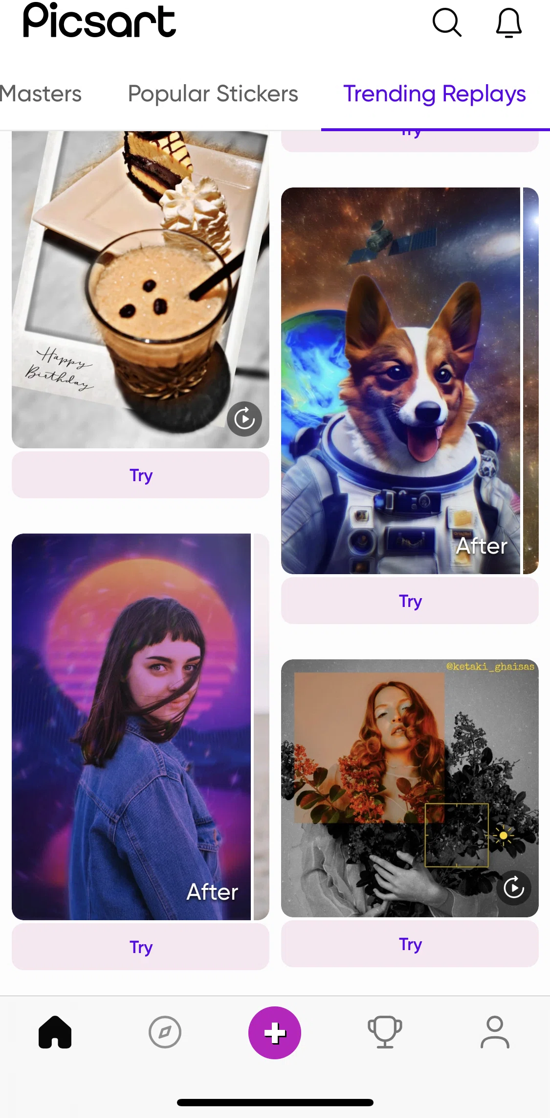 Picsart Screen screen in the Post detail flow