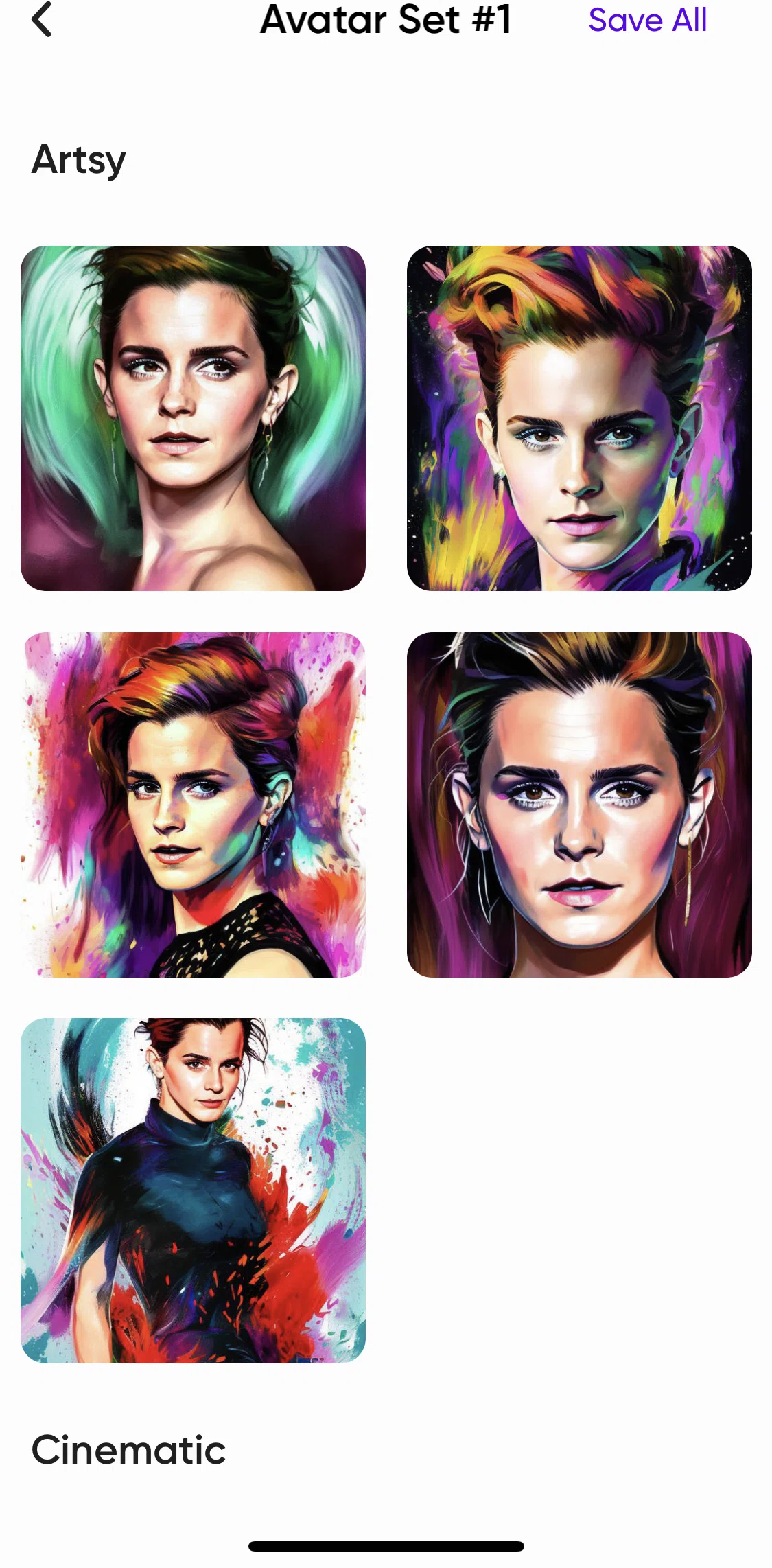 Picsart Screen screen in the Saving all avatar images flow
