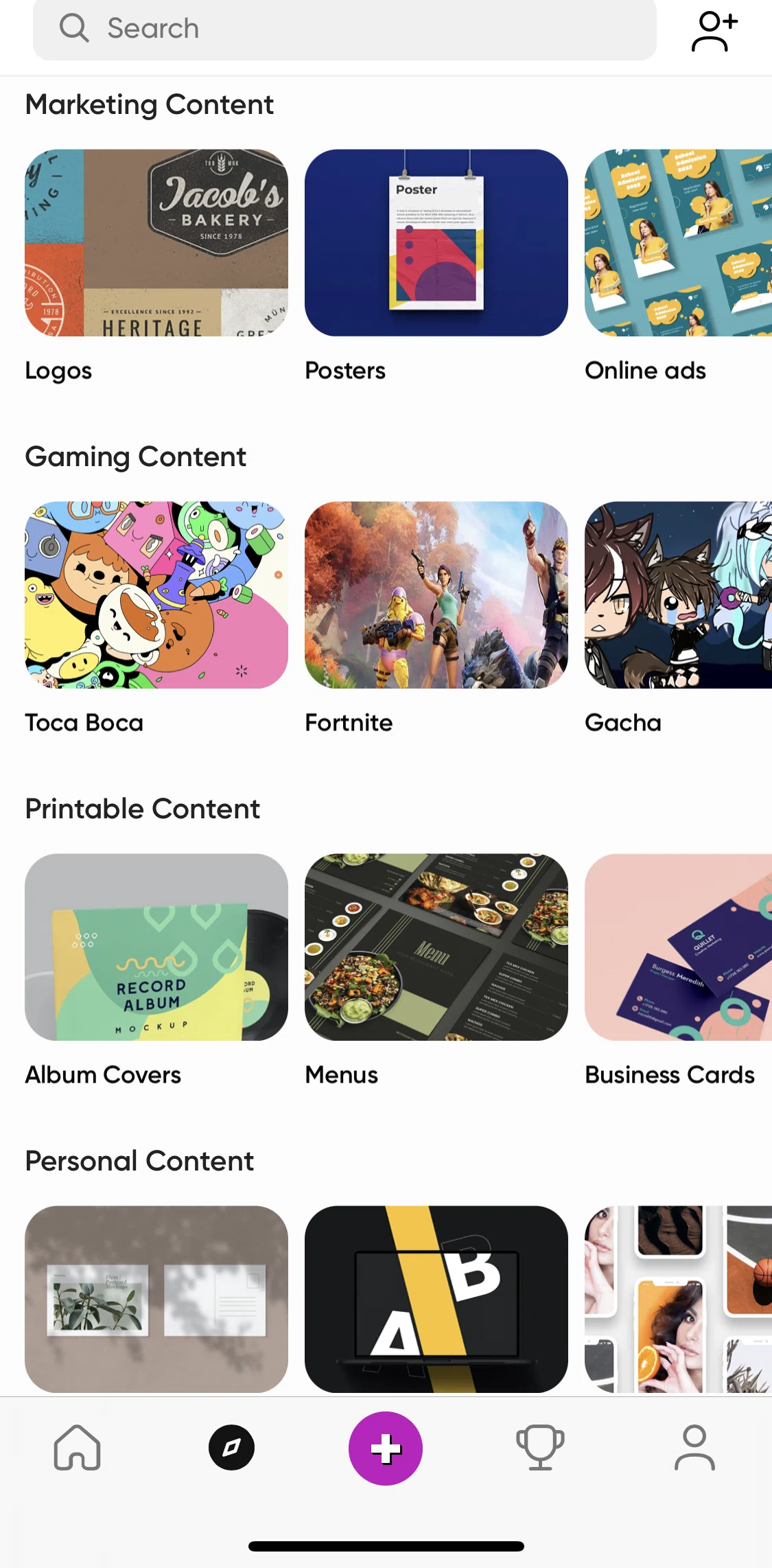 Picsart Screen screen in the View posters templates flow