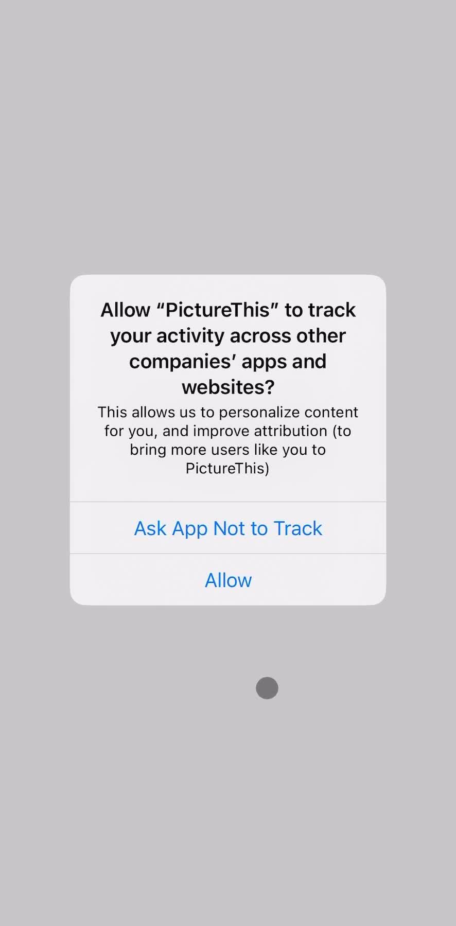 Picture This Enable tracking screen in the Onboarding flow
