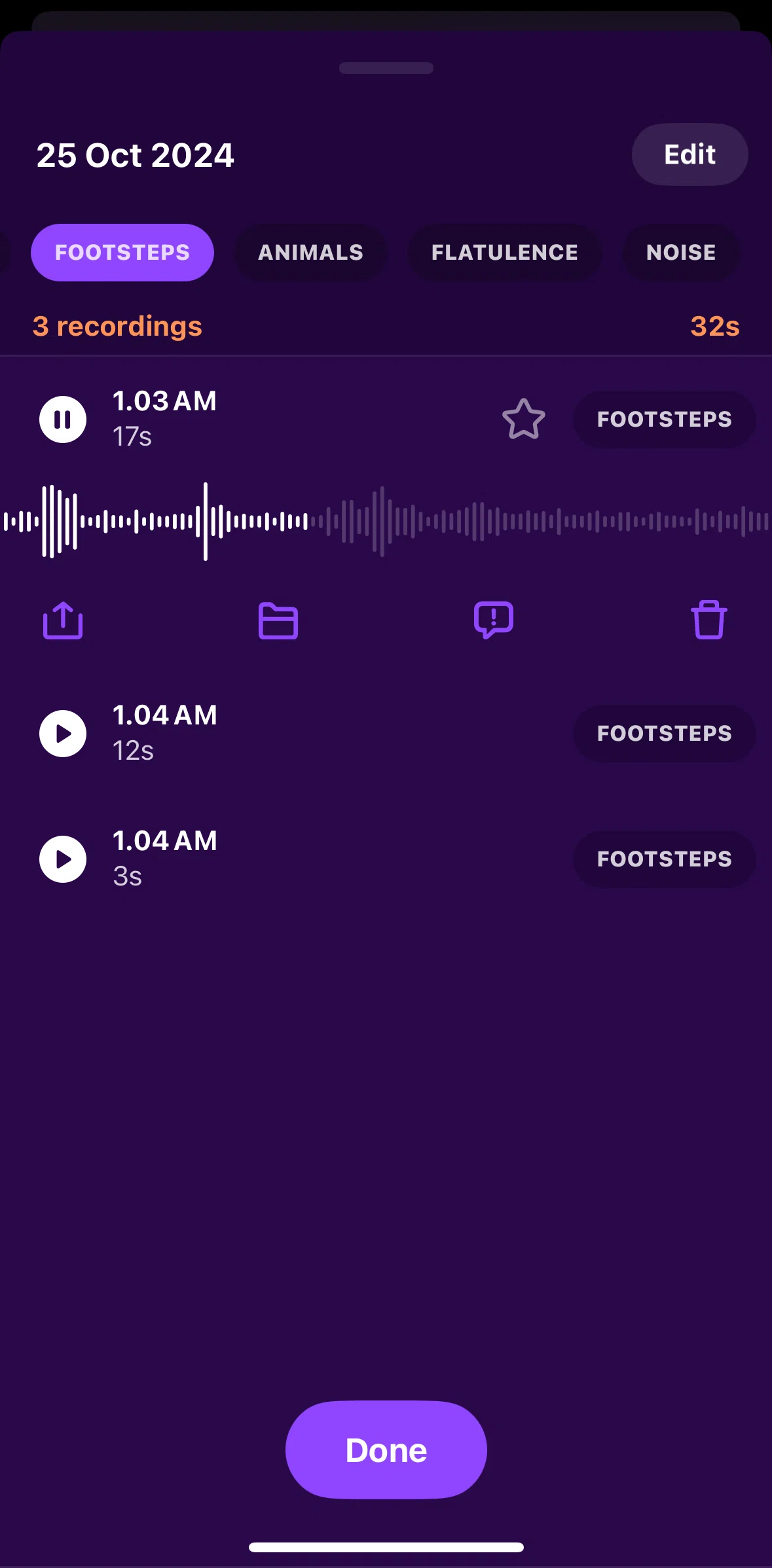 Pillow Screen screen in the Adding a recording to favorites flow