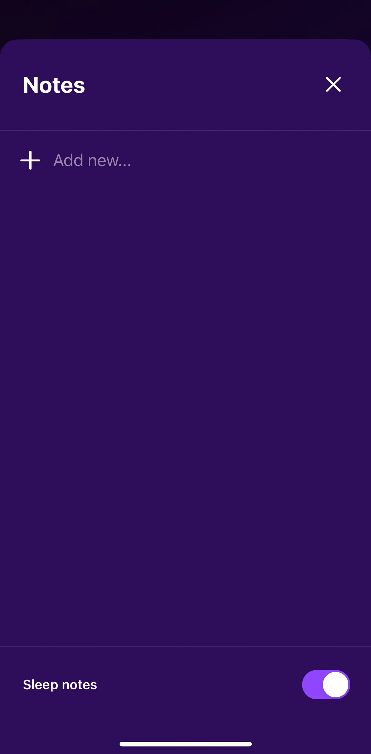 Pillow Screen screen in the Adding a sleep note flow