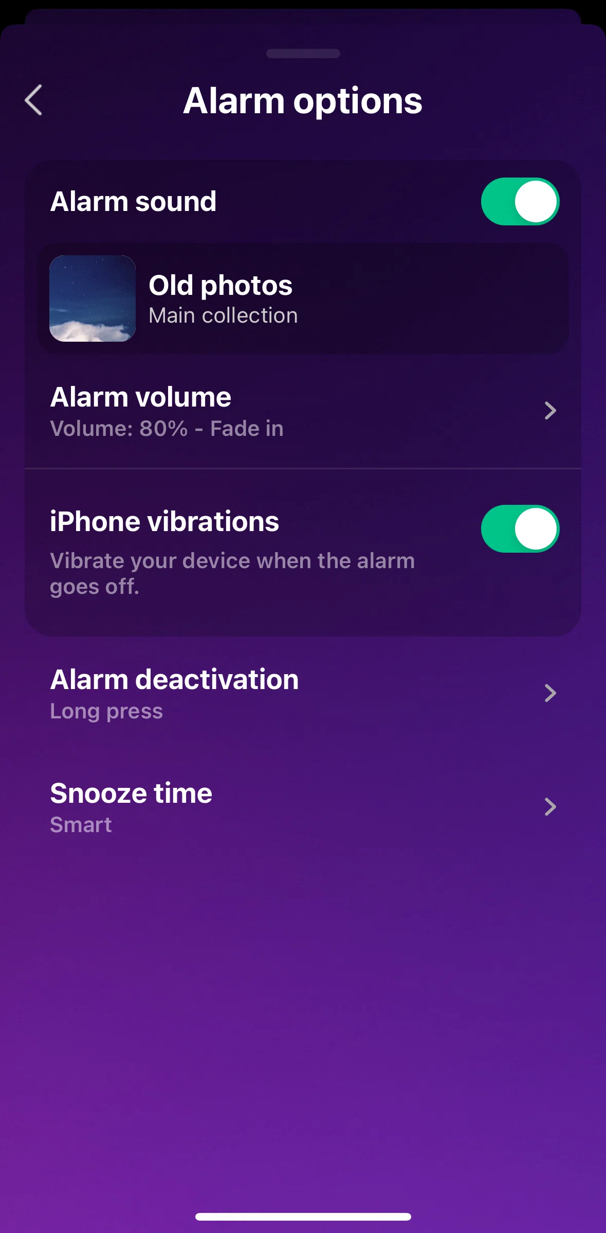 Pillow Screen screen in the Changing alarm sound flow