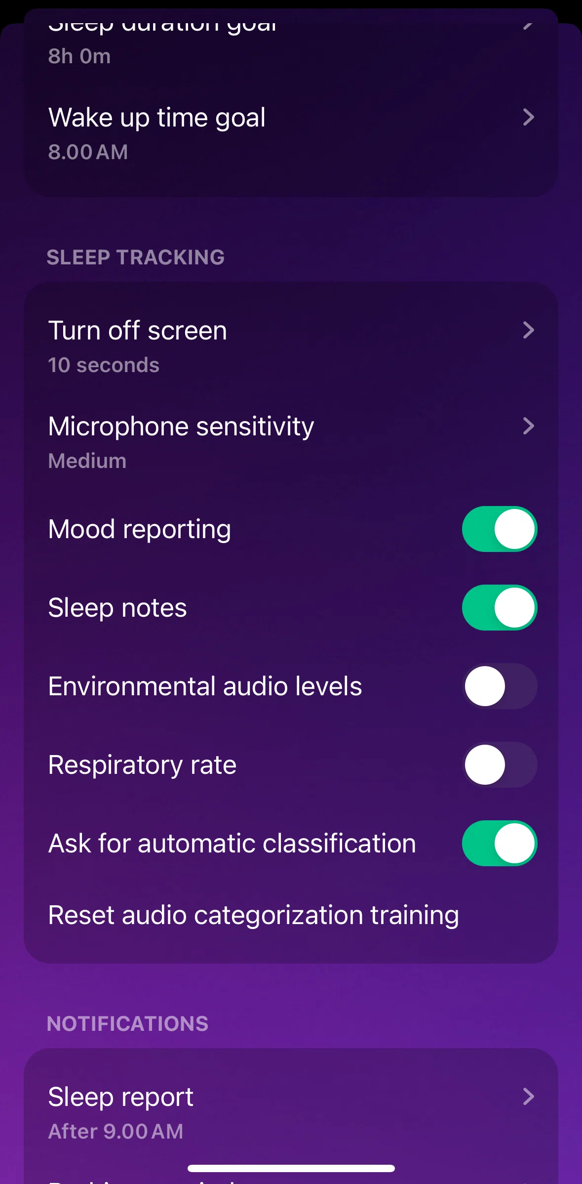 Pillow Screen screen in the Changing microphone sensitivity flow