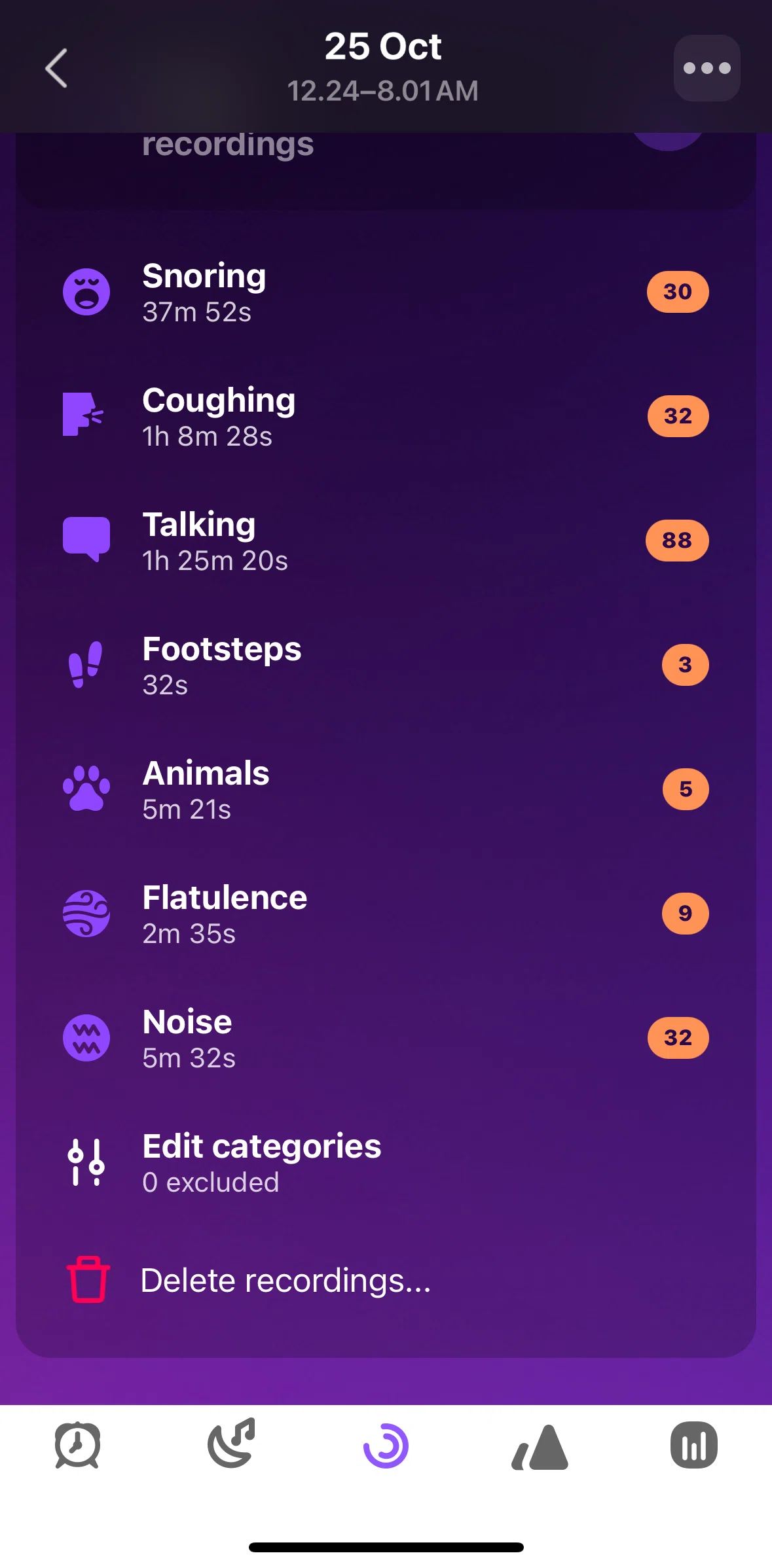Pillow Screen screen in the Reordering audio categories flow