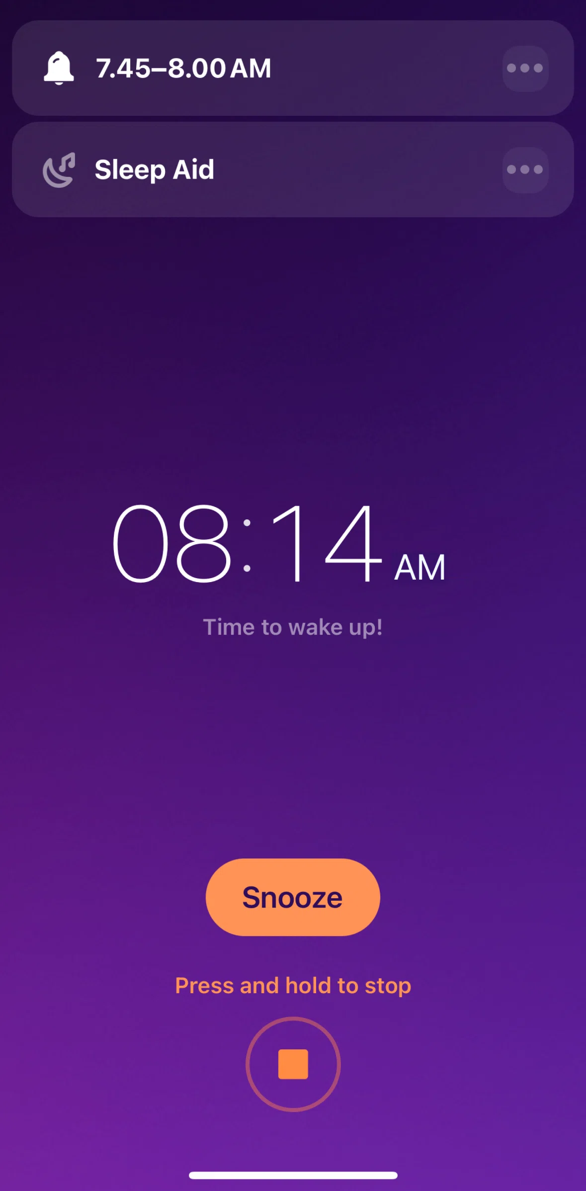 Pillow Screen screen in the Snoozing an alarm flow