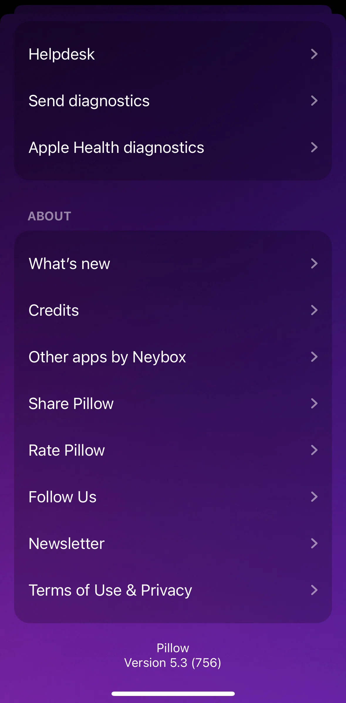 Pillow Screen screen in the Terms of use flow