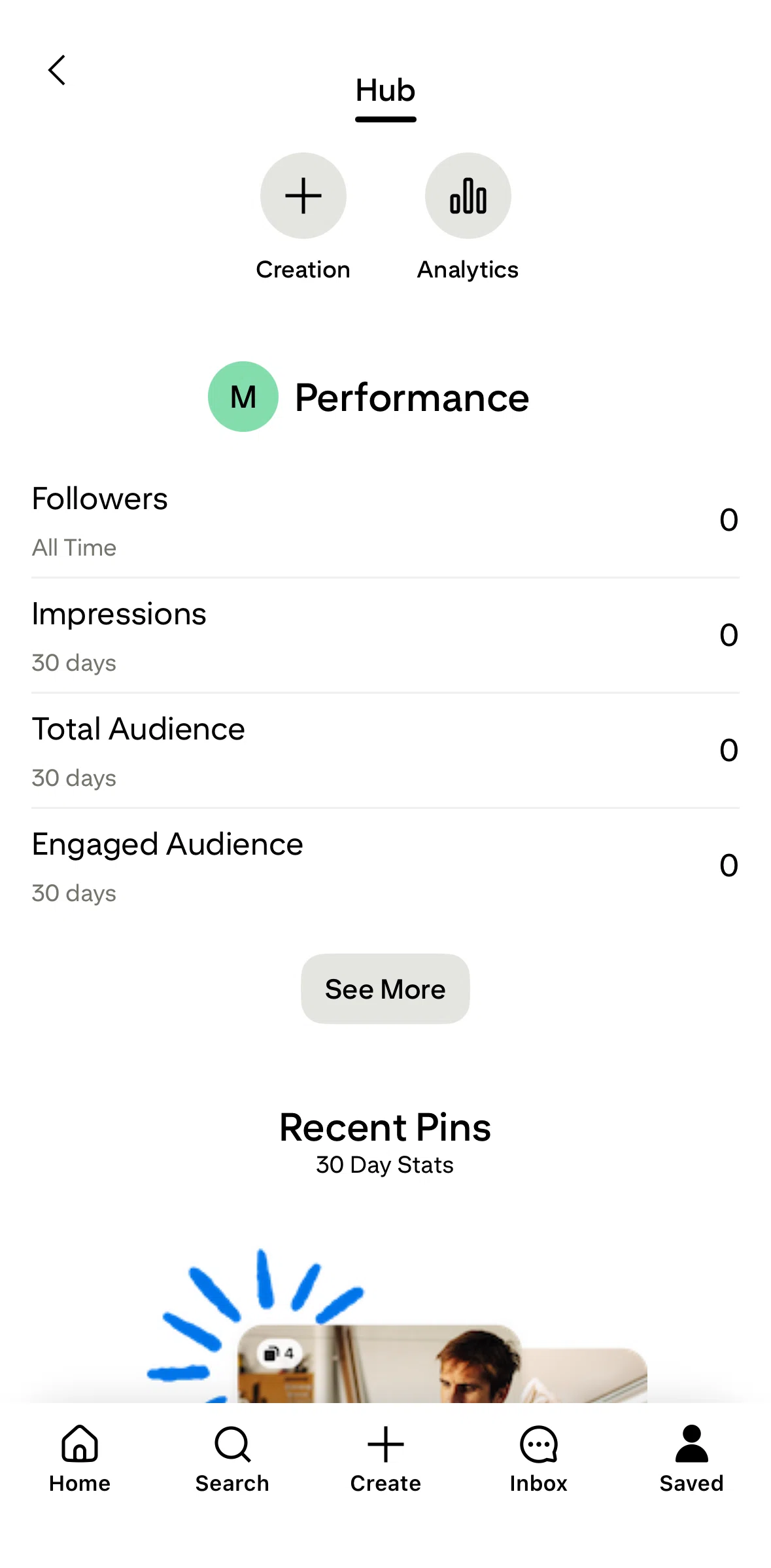 Pinterest Screen screen in the Analytics overview flow