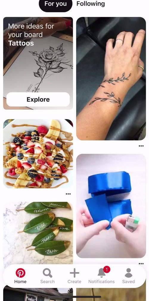 Pinterest Home feed screen in the General Browsing flow