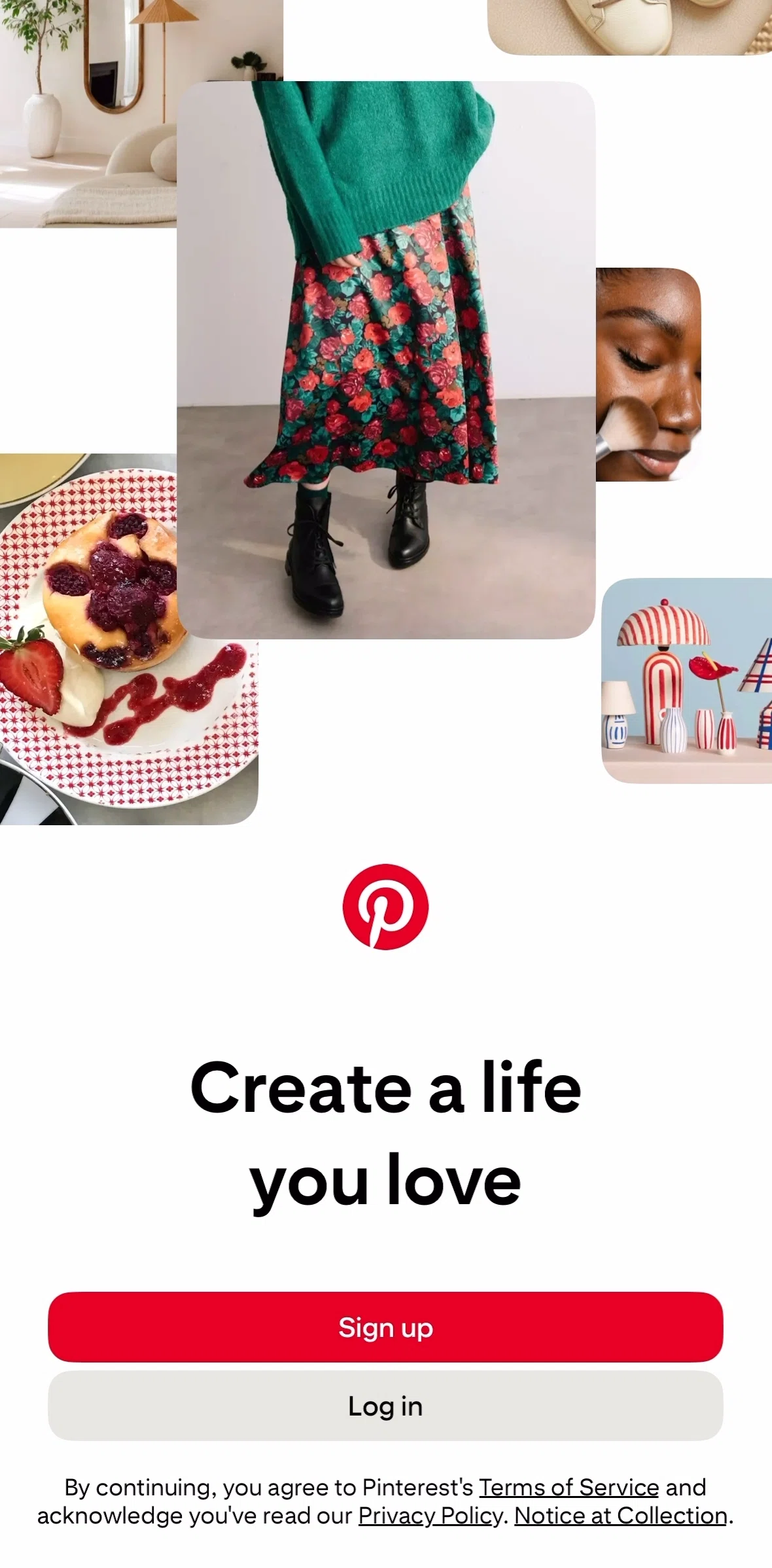 Pinterest Screen screen in the Logging in flow