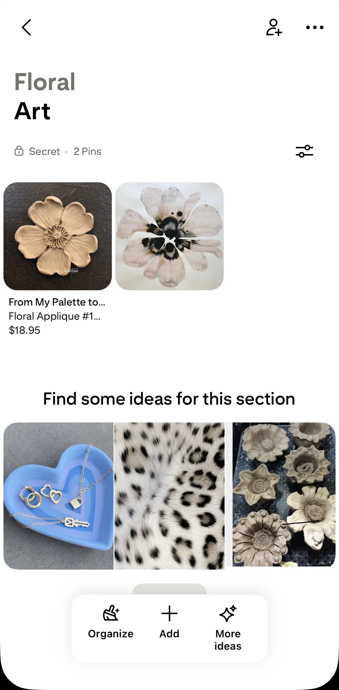 Pinterest Screen screen in the Merging sections flow