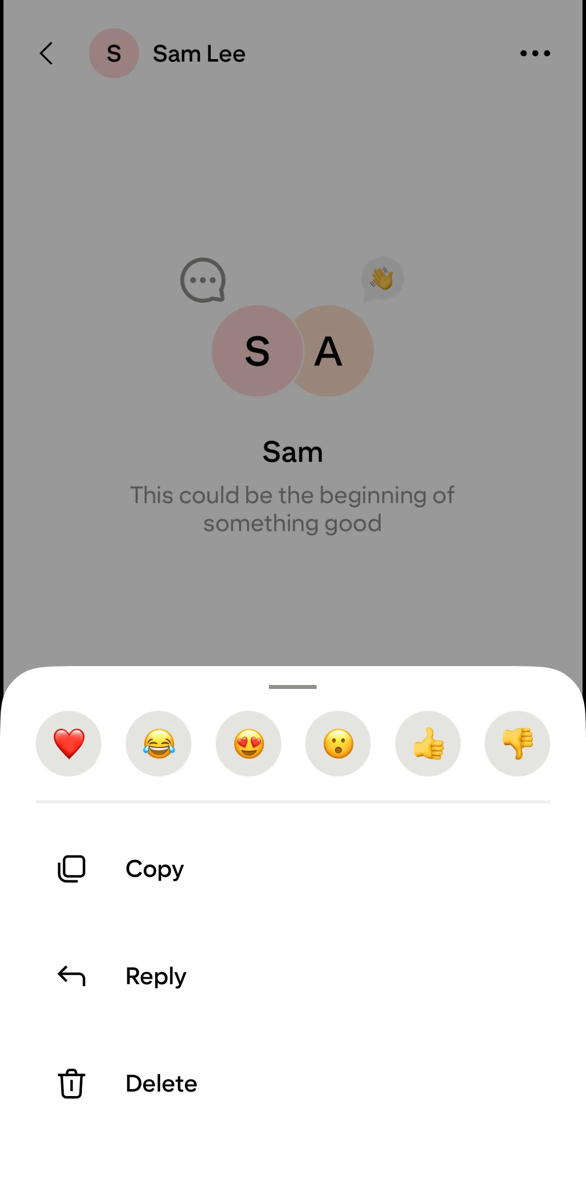 Pinterest Screen screen in the Replying to a message flow