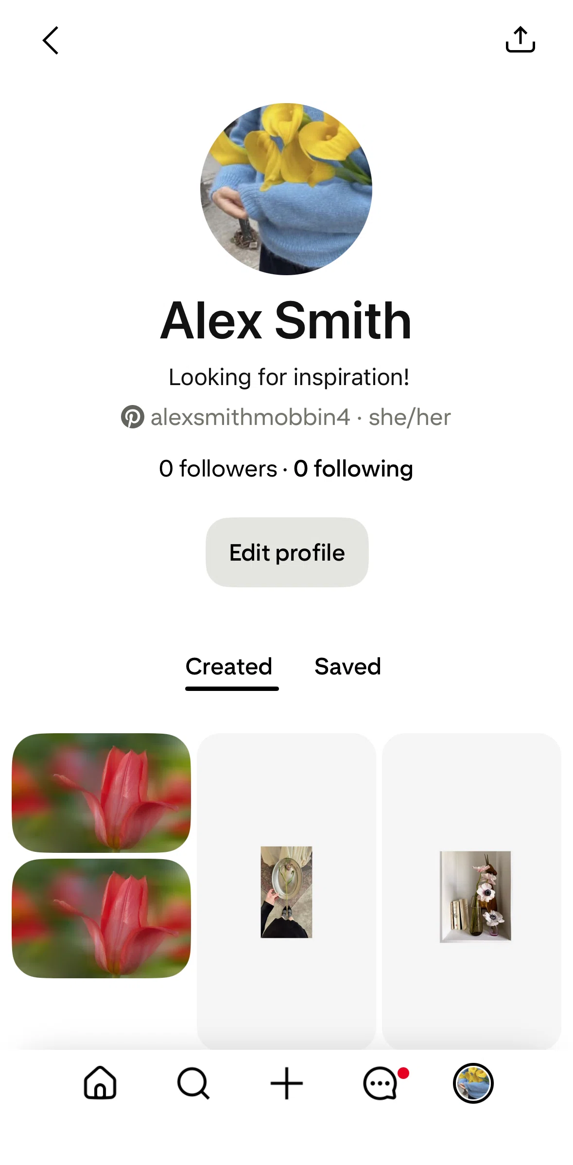 Pinterest Screen screen in the Saving a pincode flow