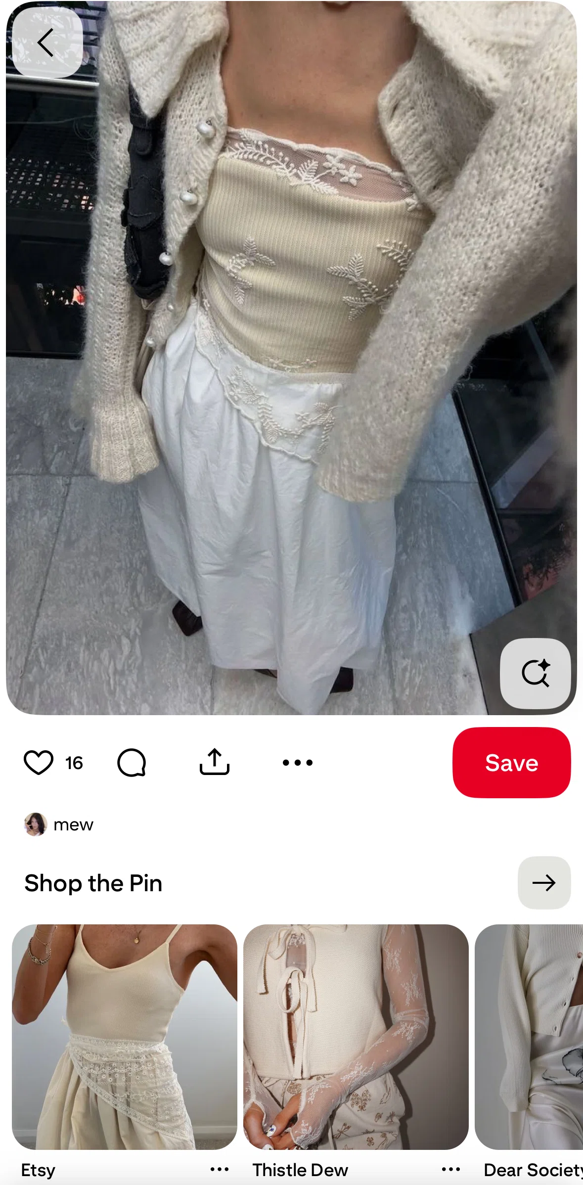Pinterest Screen screen in the Saving pin to profile flow
