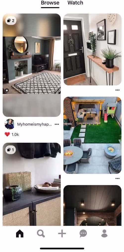 Pinterest Home screen in the Saving flow