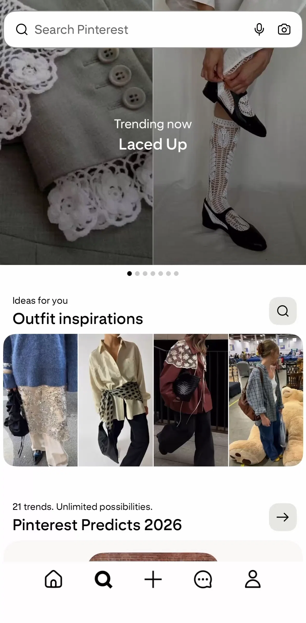 Pinterest Screen screen in the Searching an idea flow