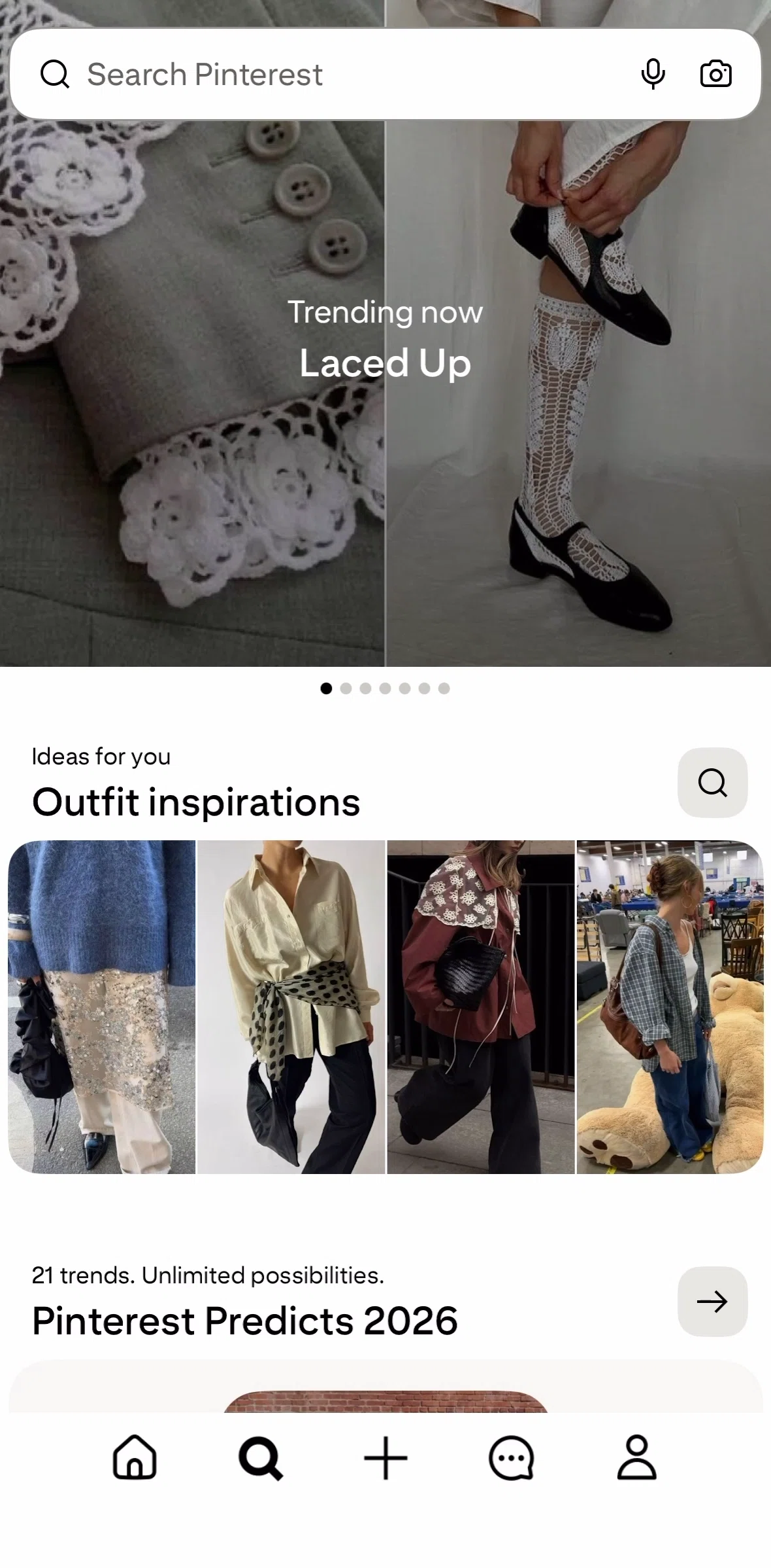 Pinterest Screen screen in the Searching Pinterest (image input) flow