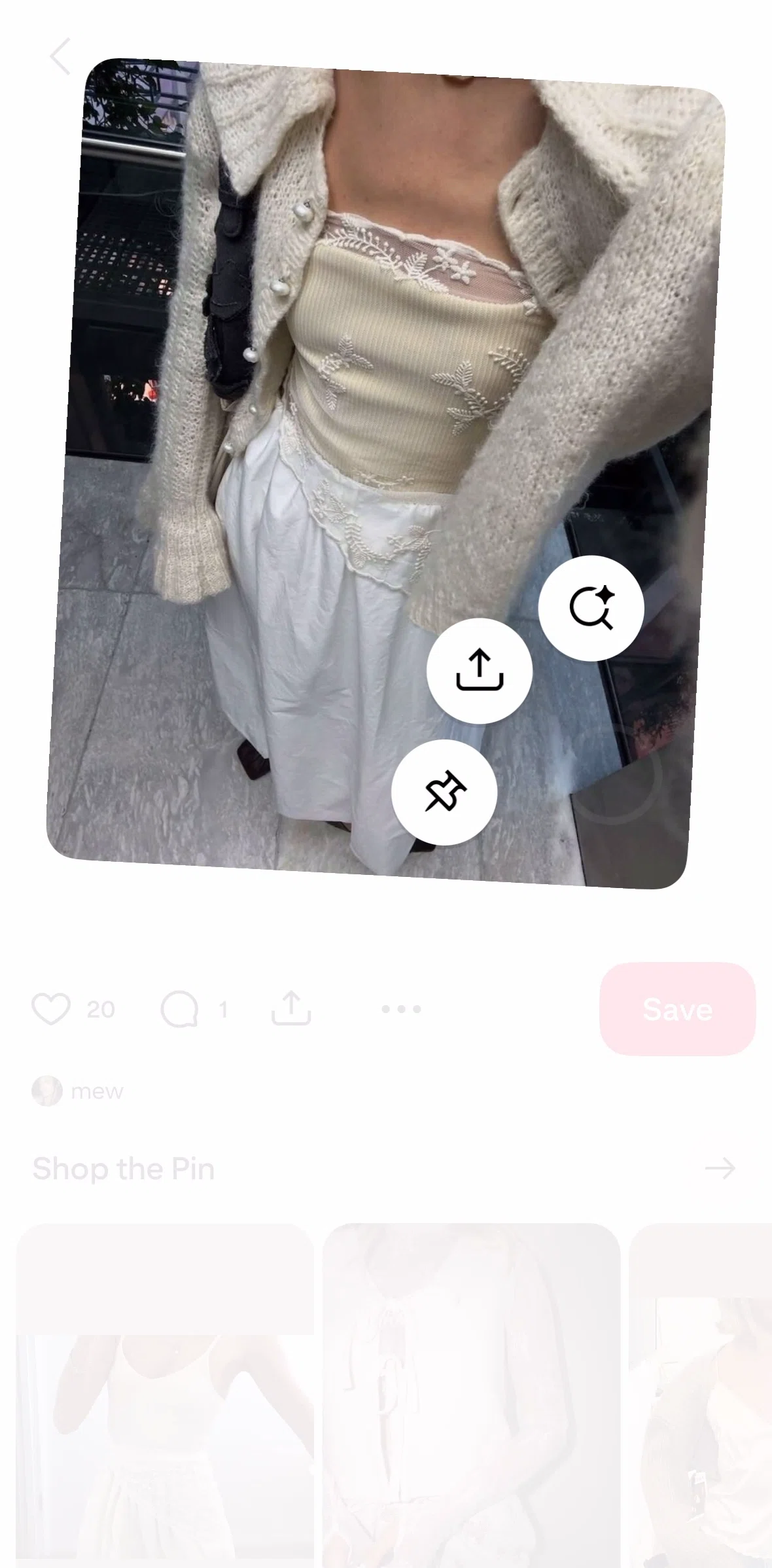 Pinterest Screen screen in the Searching visually similar pins flow