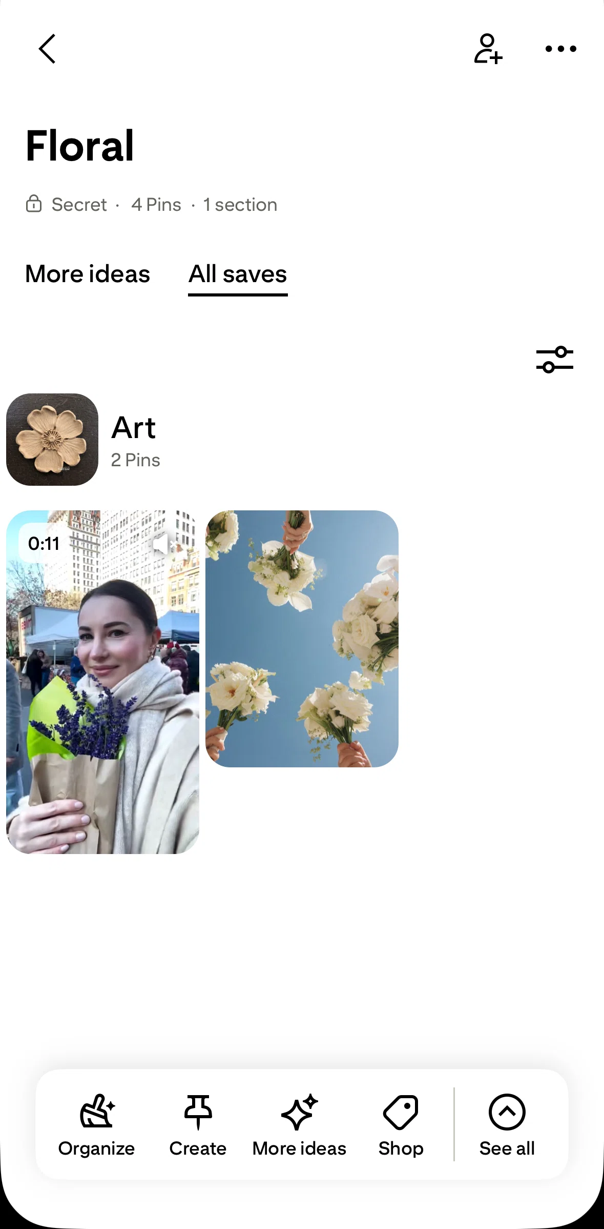 Pinterest Screen screen in the Section detail flow