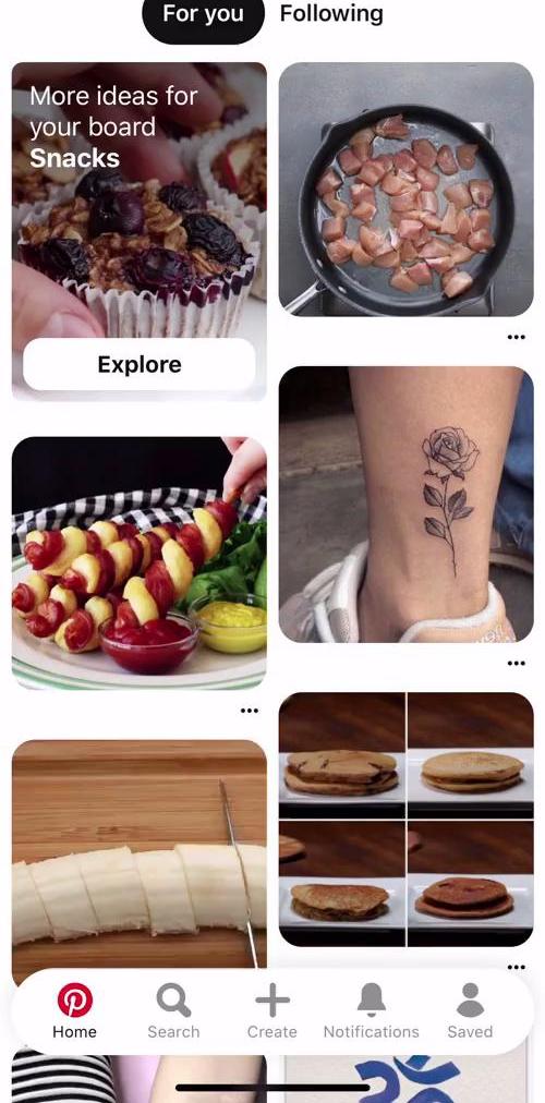 Pinterest Home feed screen in the Sending Messages flow