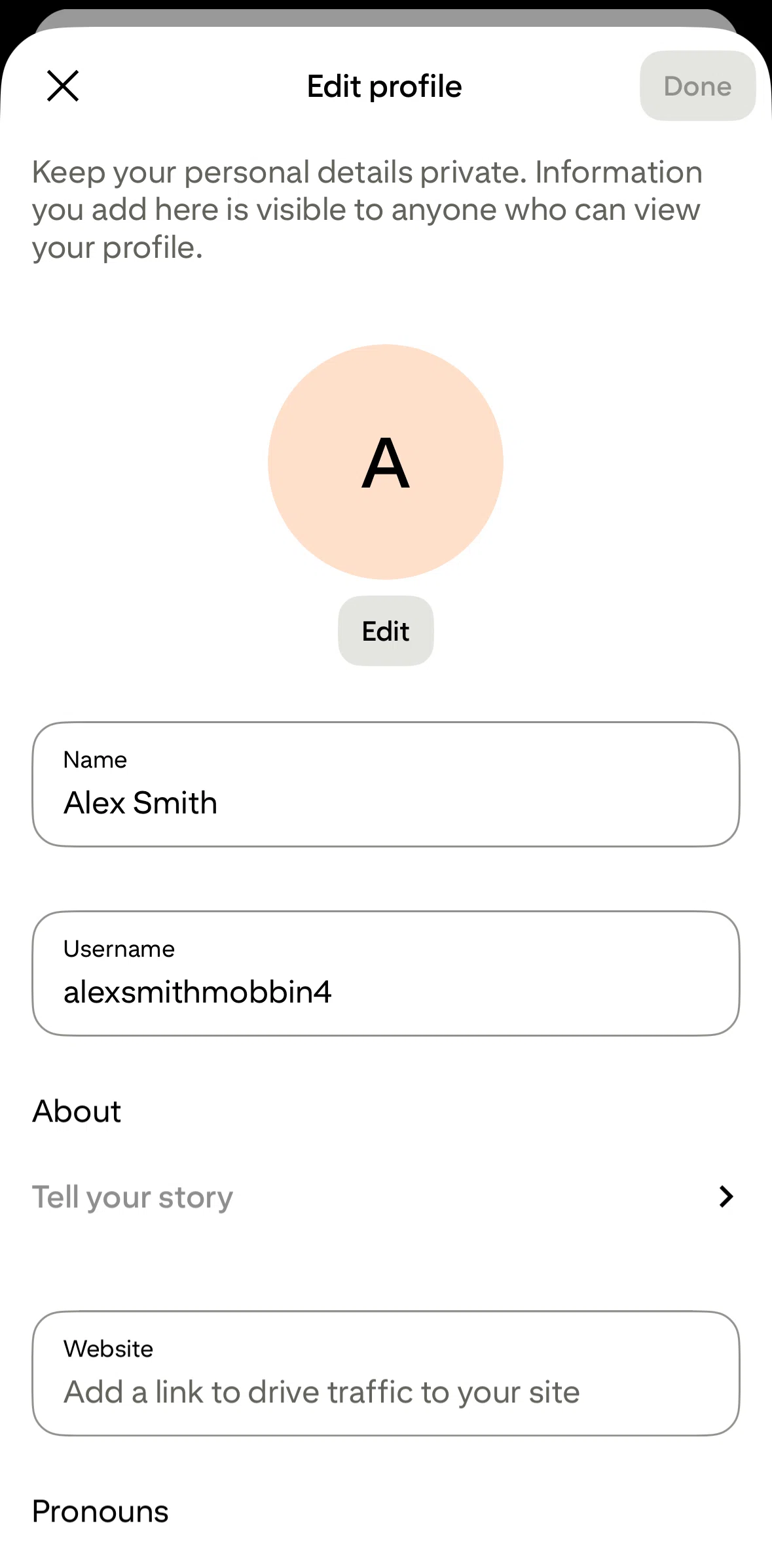 Pinterest Screen screen in the Uploading a profile picture flow