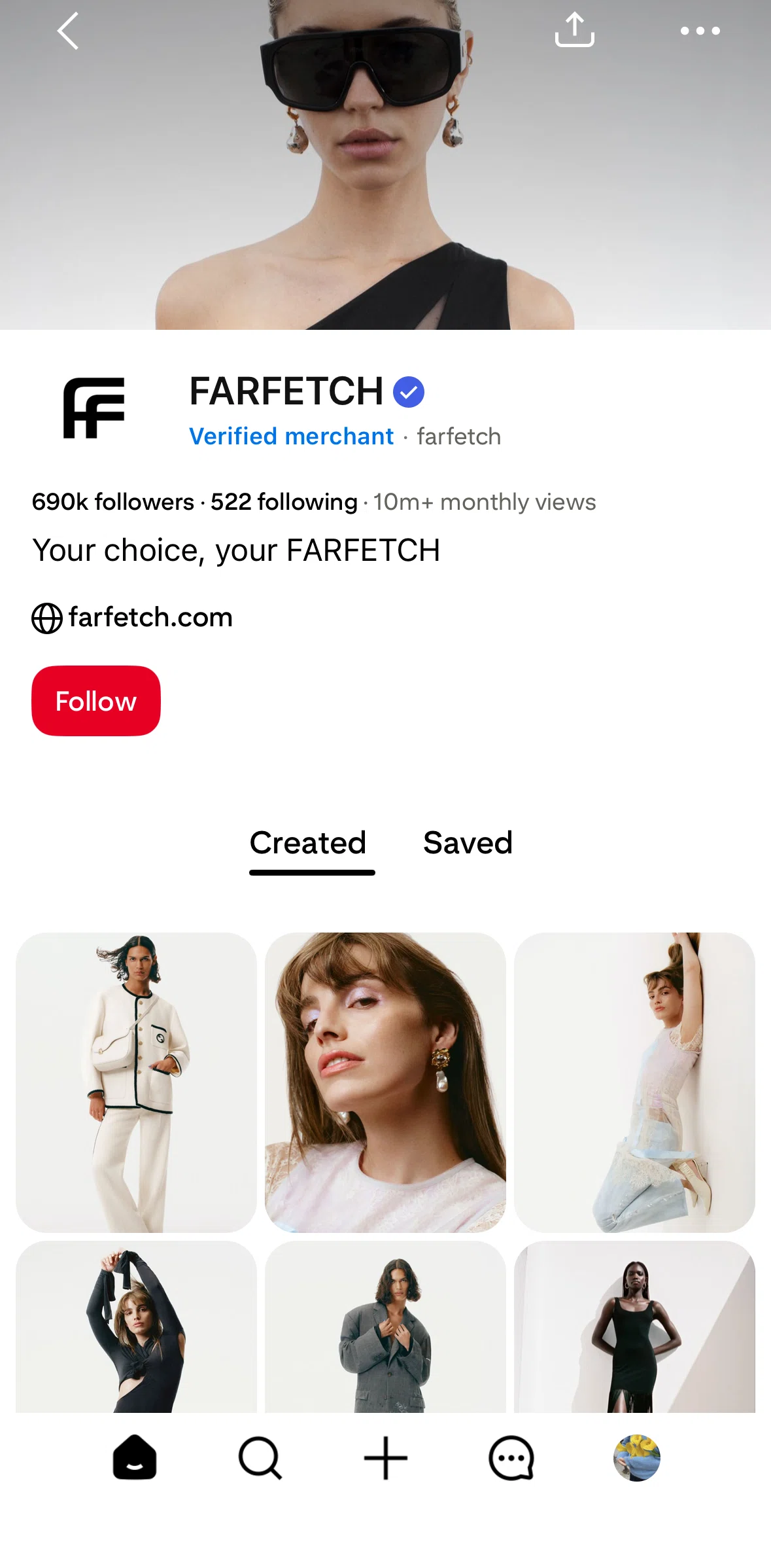 Pinterest Screen screen in the Verified merchant information flow